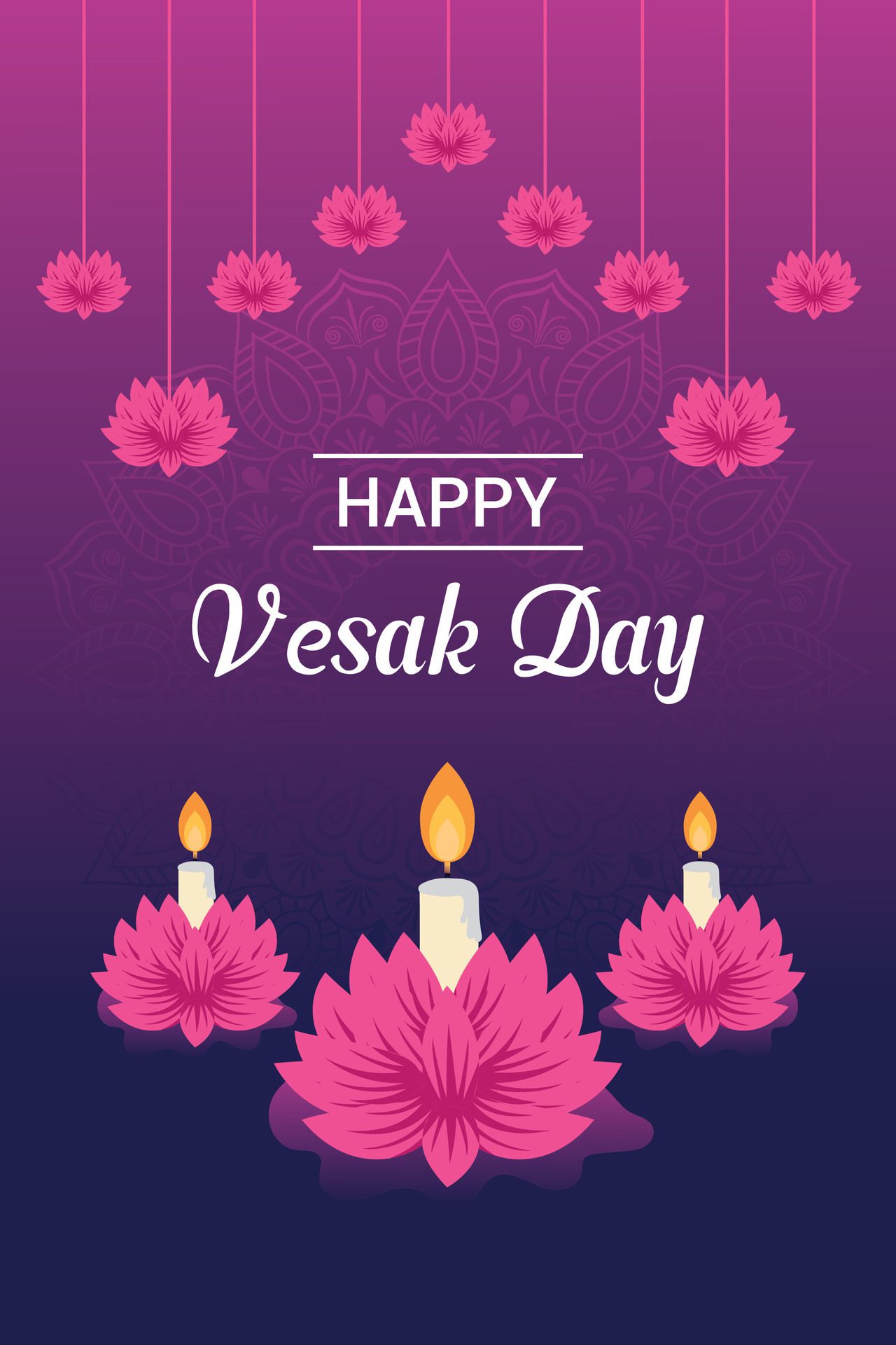 Flat vesak day illustration festival celebration social media post and vesak day Banner Free Vector