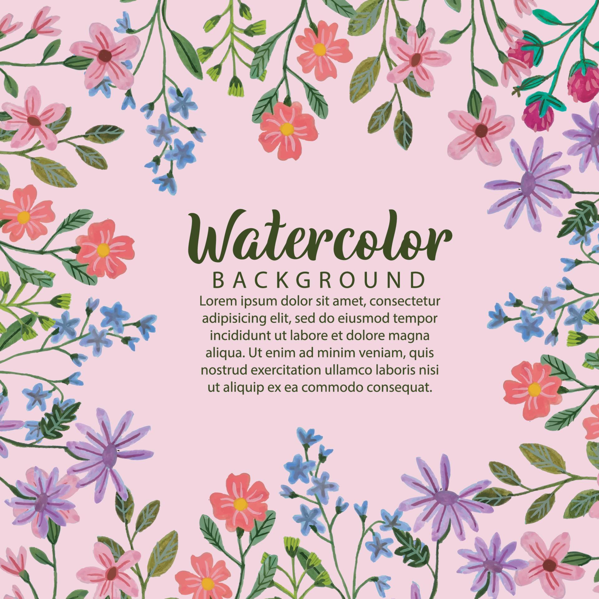 watercolor flower fame template hand drawn Stock Free