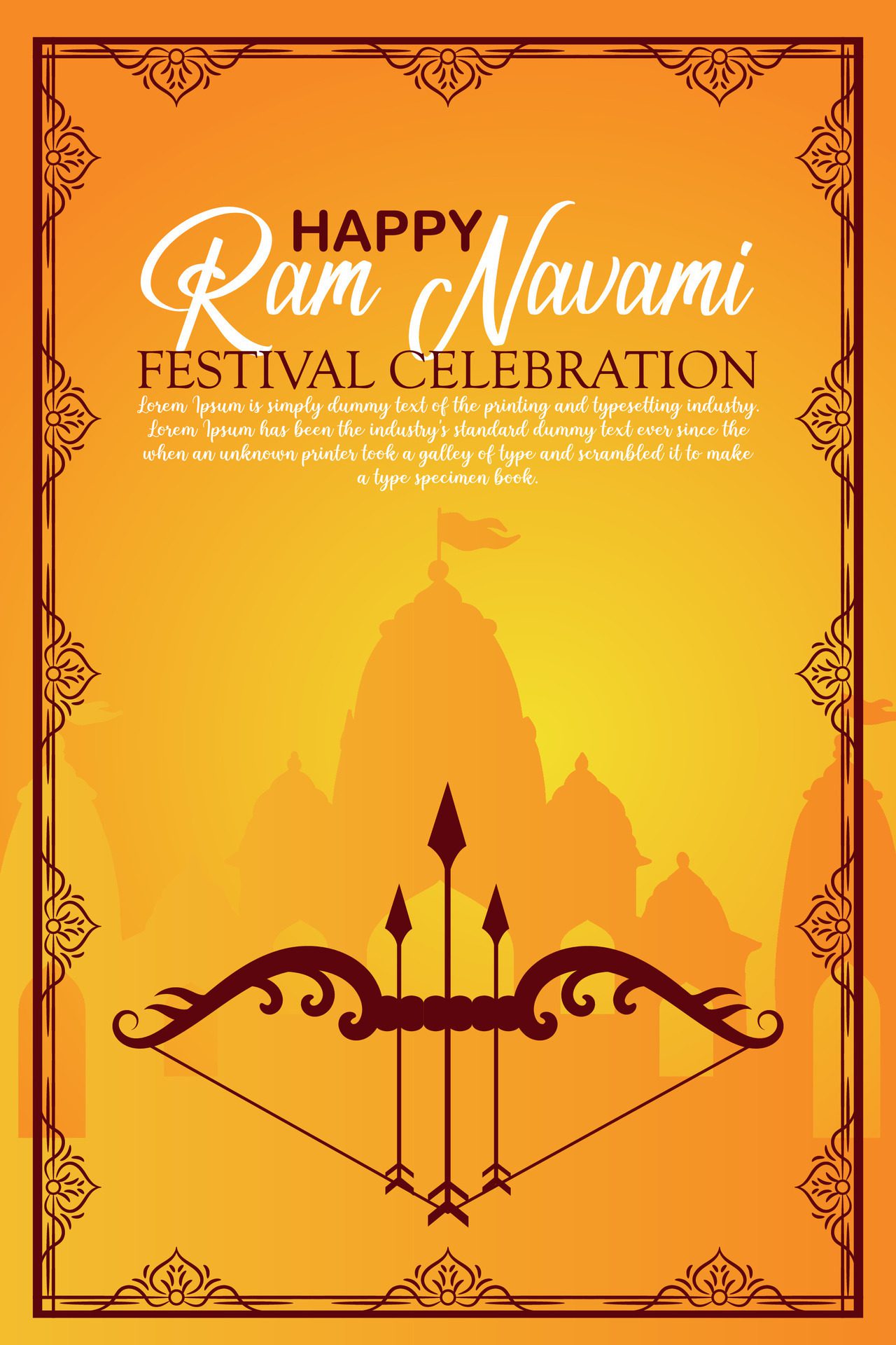 Happy Ram Navami cultural Banner Hindu festival vertical post wishes celebration card Ram Navami celebration background Free Vector