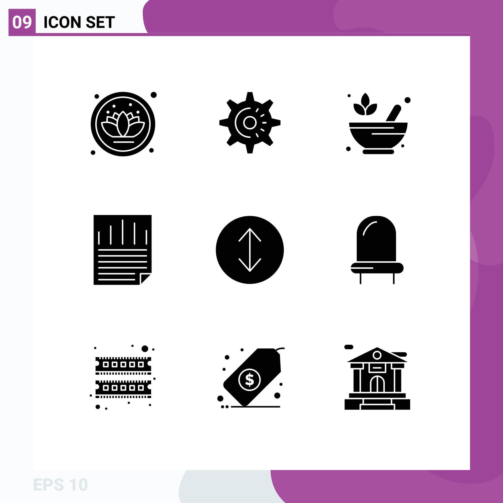 9 Universal Solid Glyphs Set for Web and Mobile Applications diode arrows pharmacy paper check ok Editable Vector Design Elements Stock Free