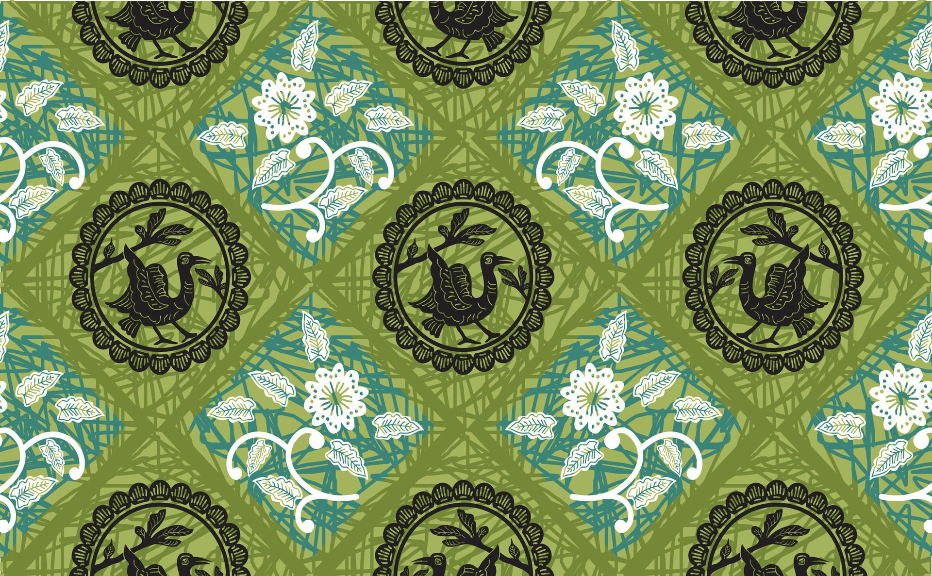 PrintIndonesian batik motifs with very distinctive plant patterns Free Vector