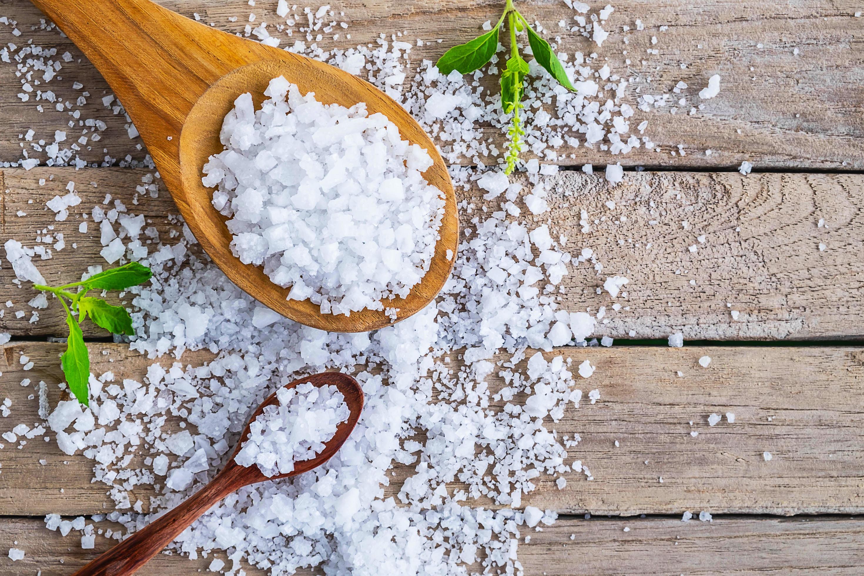 Natural salt from the sea on the dining table Stock Free