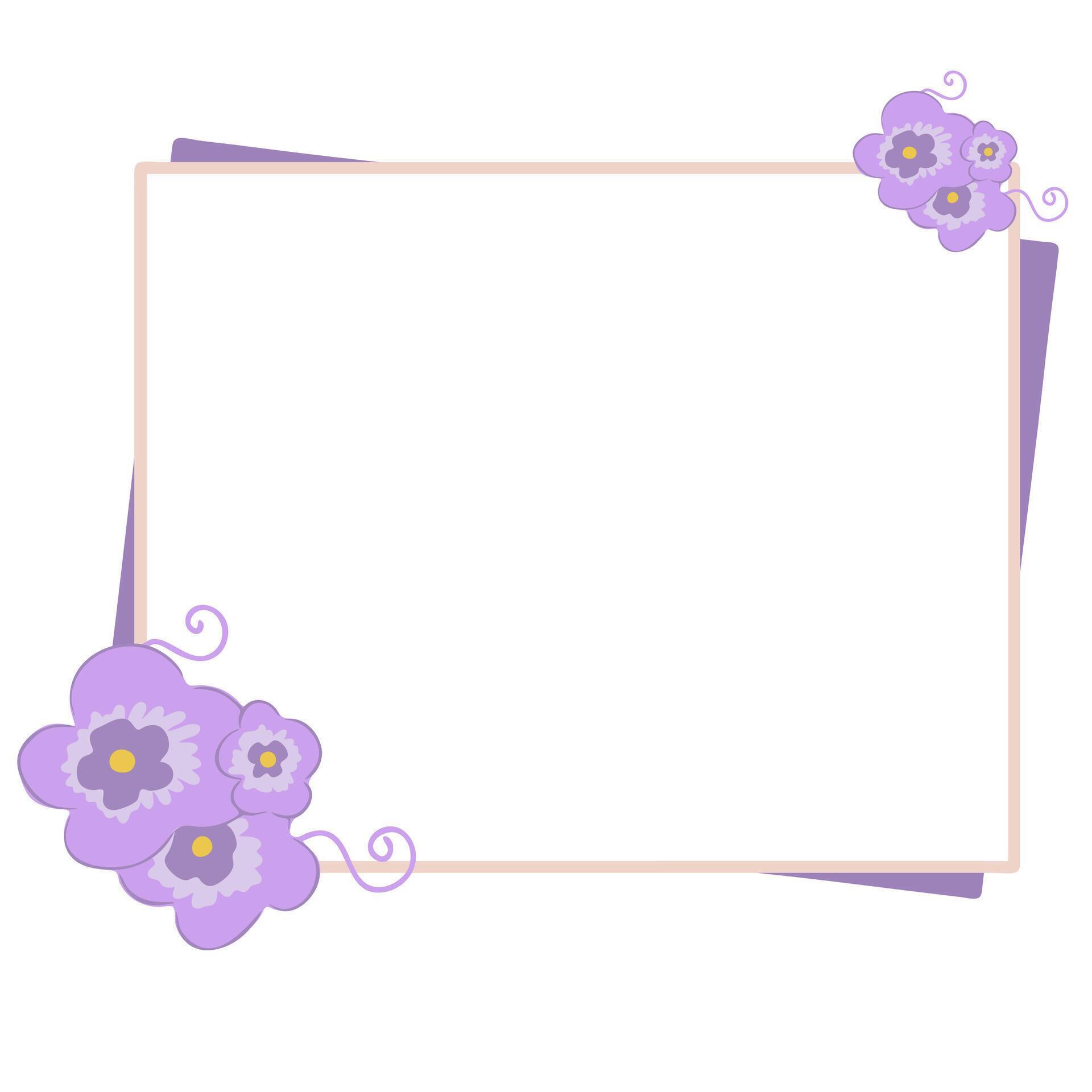 Purple Flower Frame Background Template with Copy Space for Text. Editable vector banner for social media post, card, cover, invitation, poster Stock Free