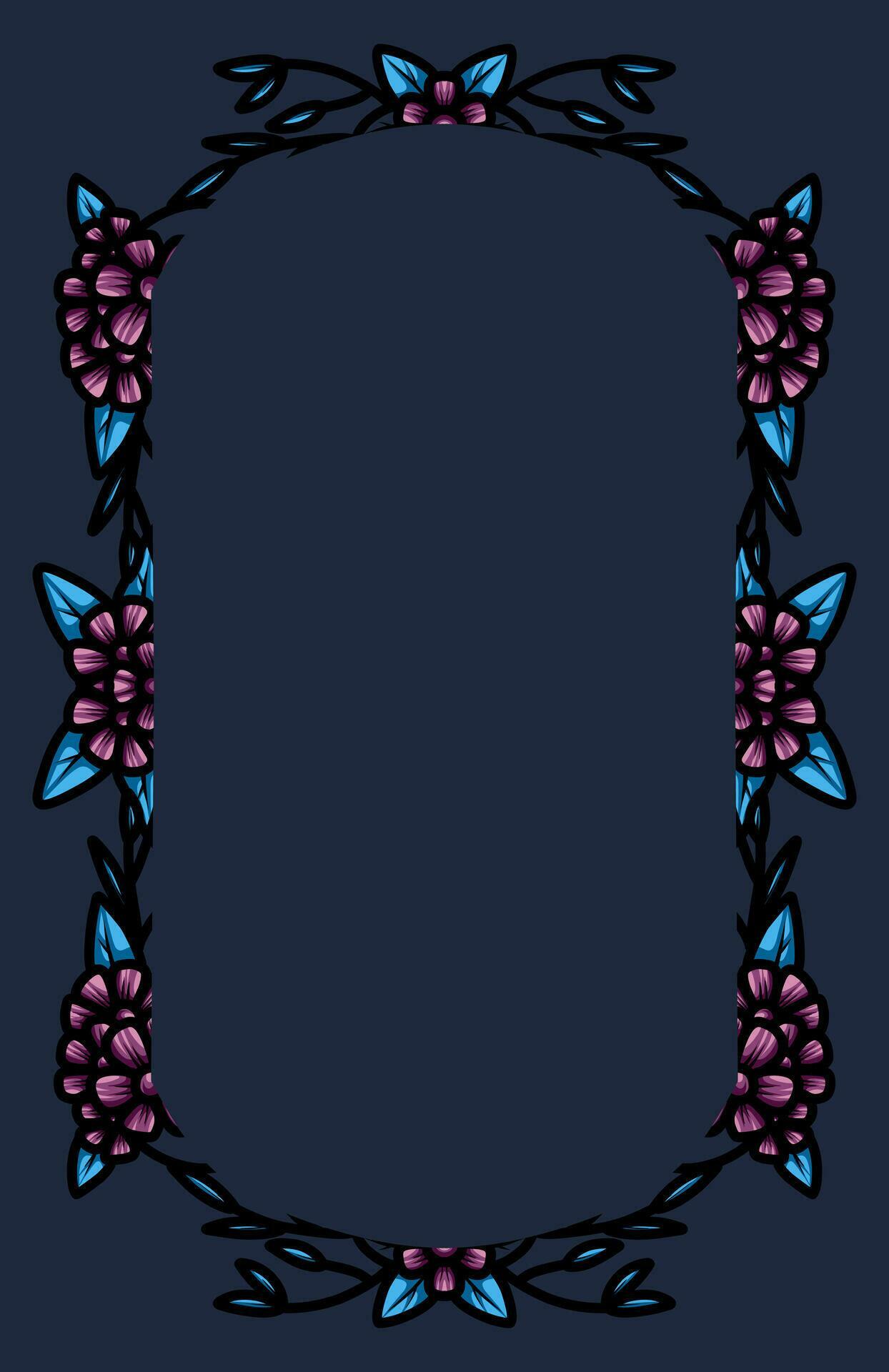 border frame with an arrangement of leaves and flowers Stock Free