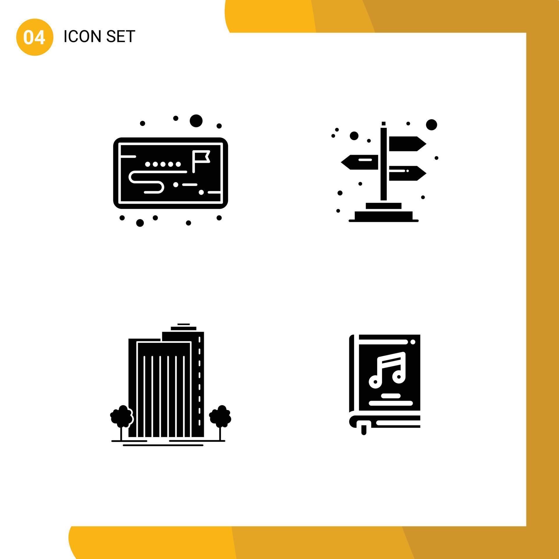 Pictogram Set of 4 Simple Solid Glyphs of project city arrows building album Editable Vector Design Elements Stock Free