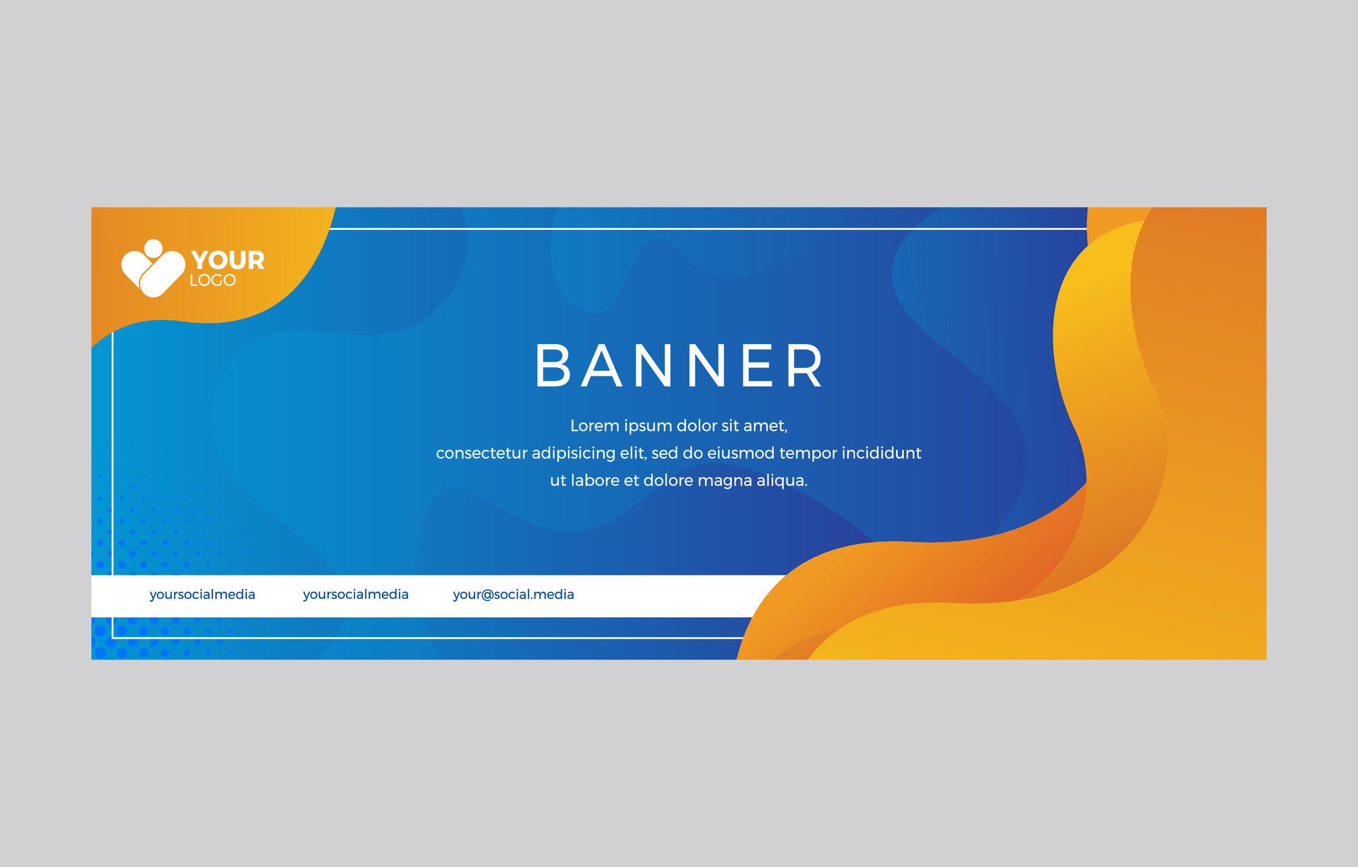 Blue Orange Banner Wave Background Free Vector