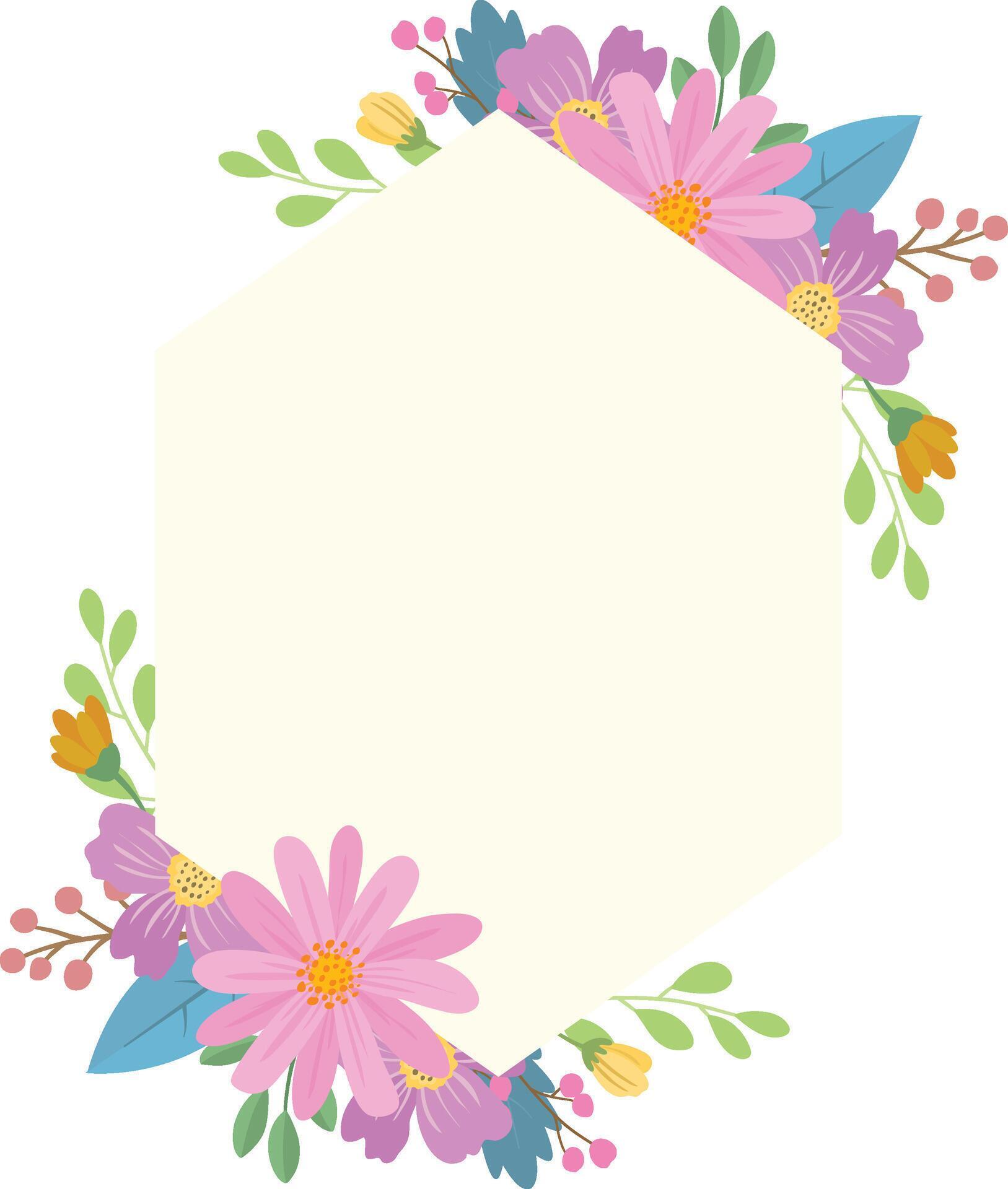 Wedding frame. with colorful flower bouquet, botanical template for card, invitation Stock Free