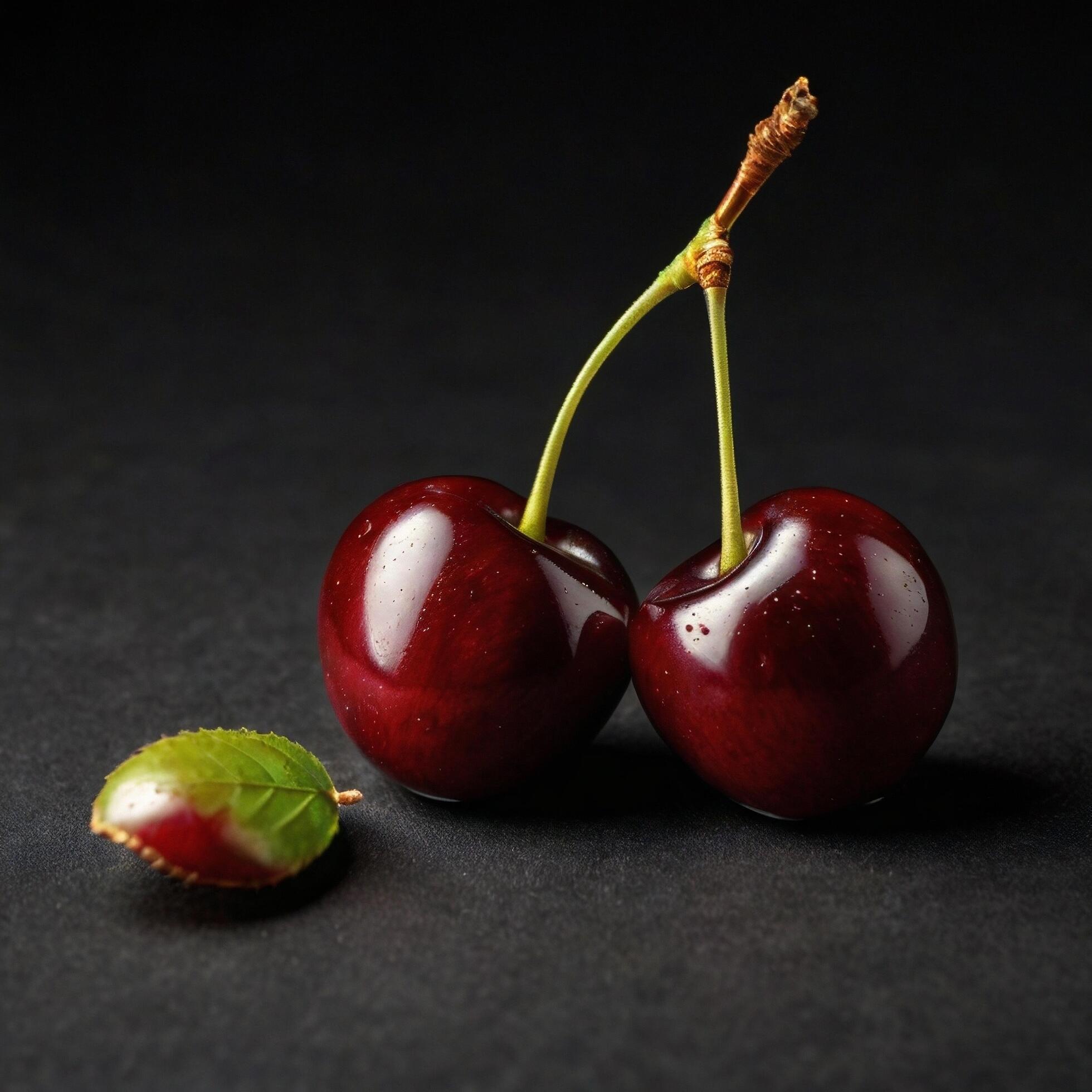 Cherry Fruit Sweet Healthy Berry black background Stock Free