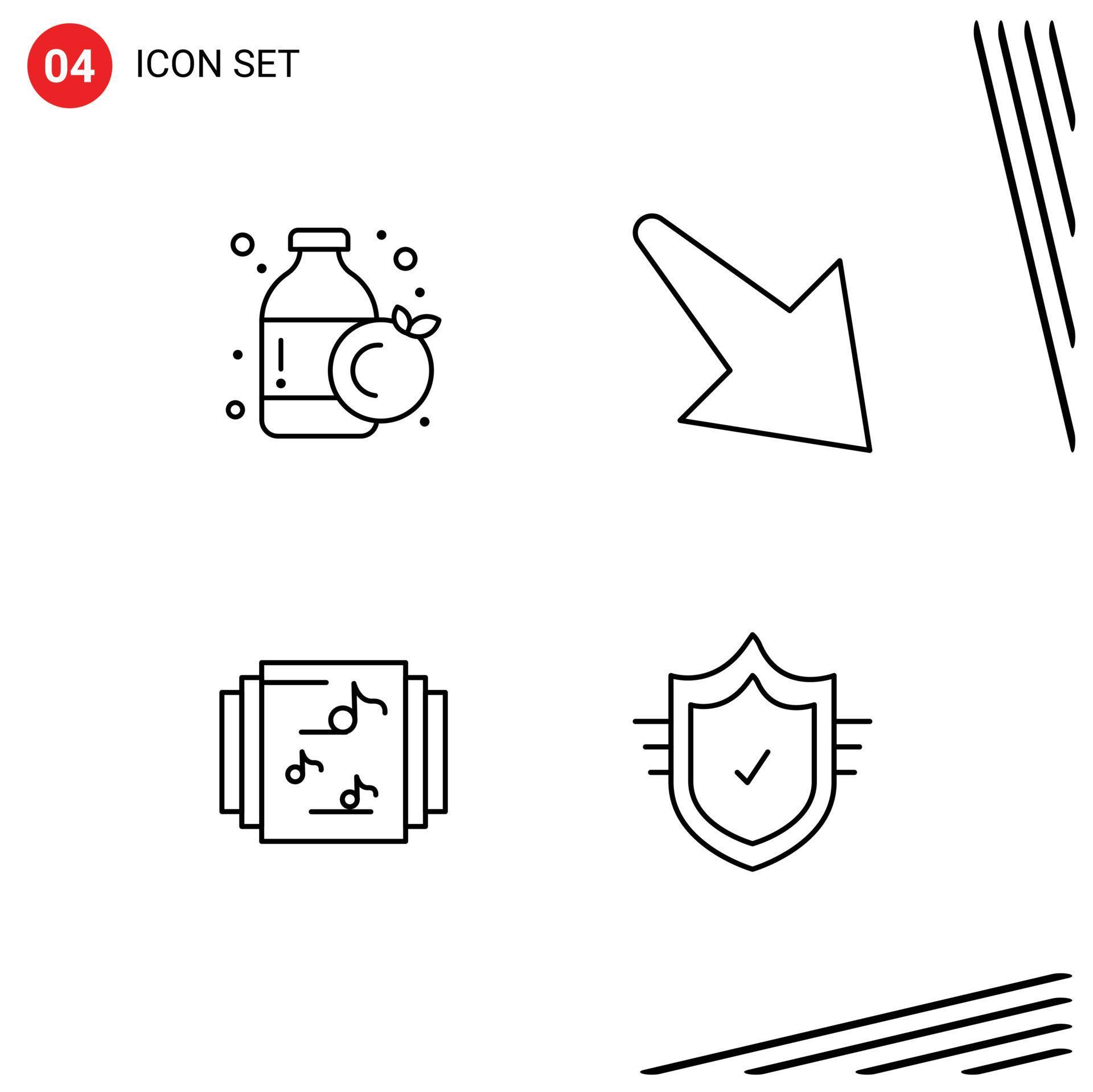 Mobile Interface Line Set of 4 Pictograms of bottle check arrow collection secure Editable Vector Design Elements Stock Free