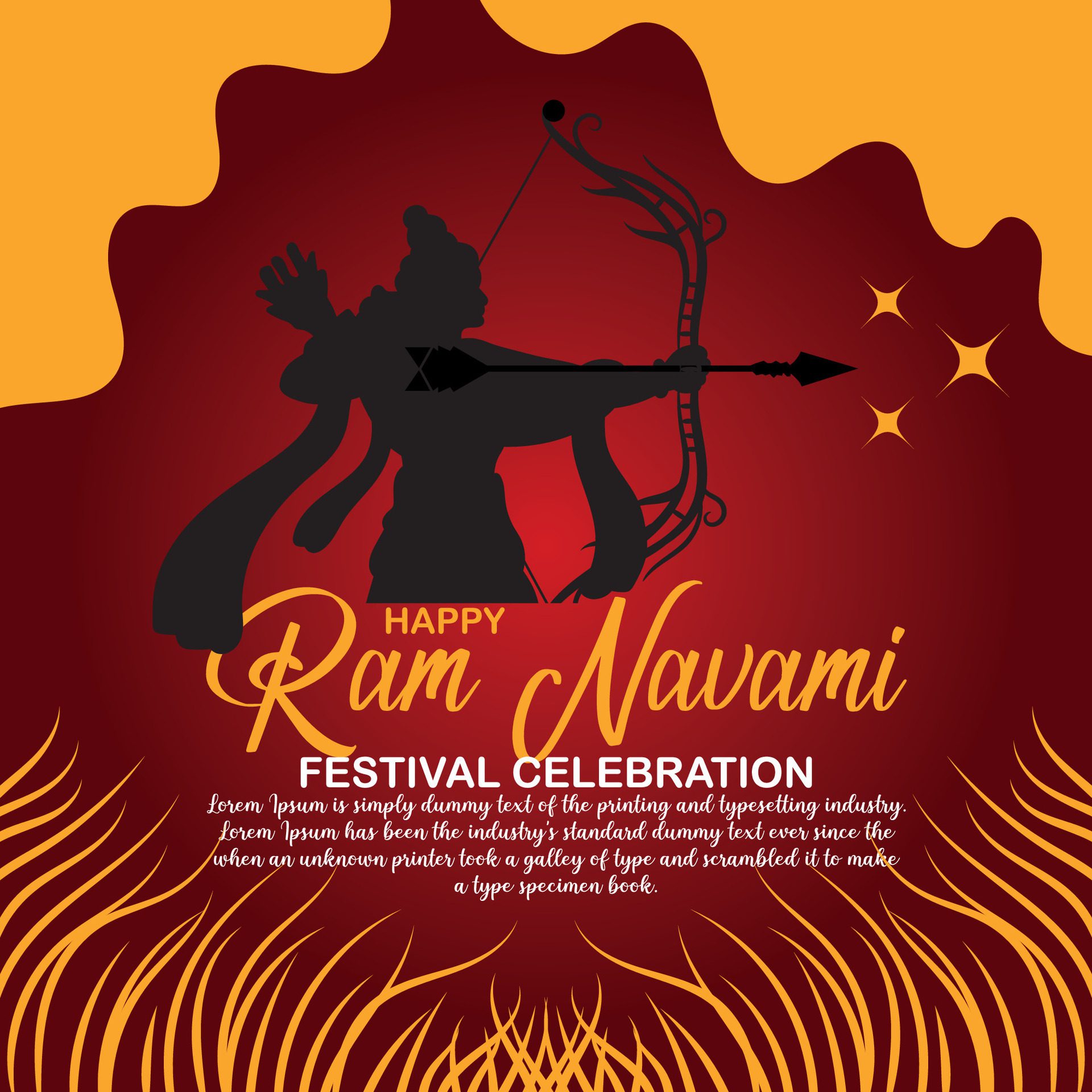 Happy Ram Navami cultural Banner Hindu festival vertical post wishes celebration card Ram Navami celebration background Free Vector