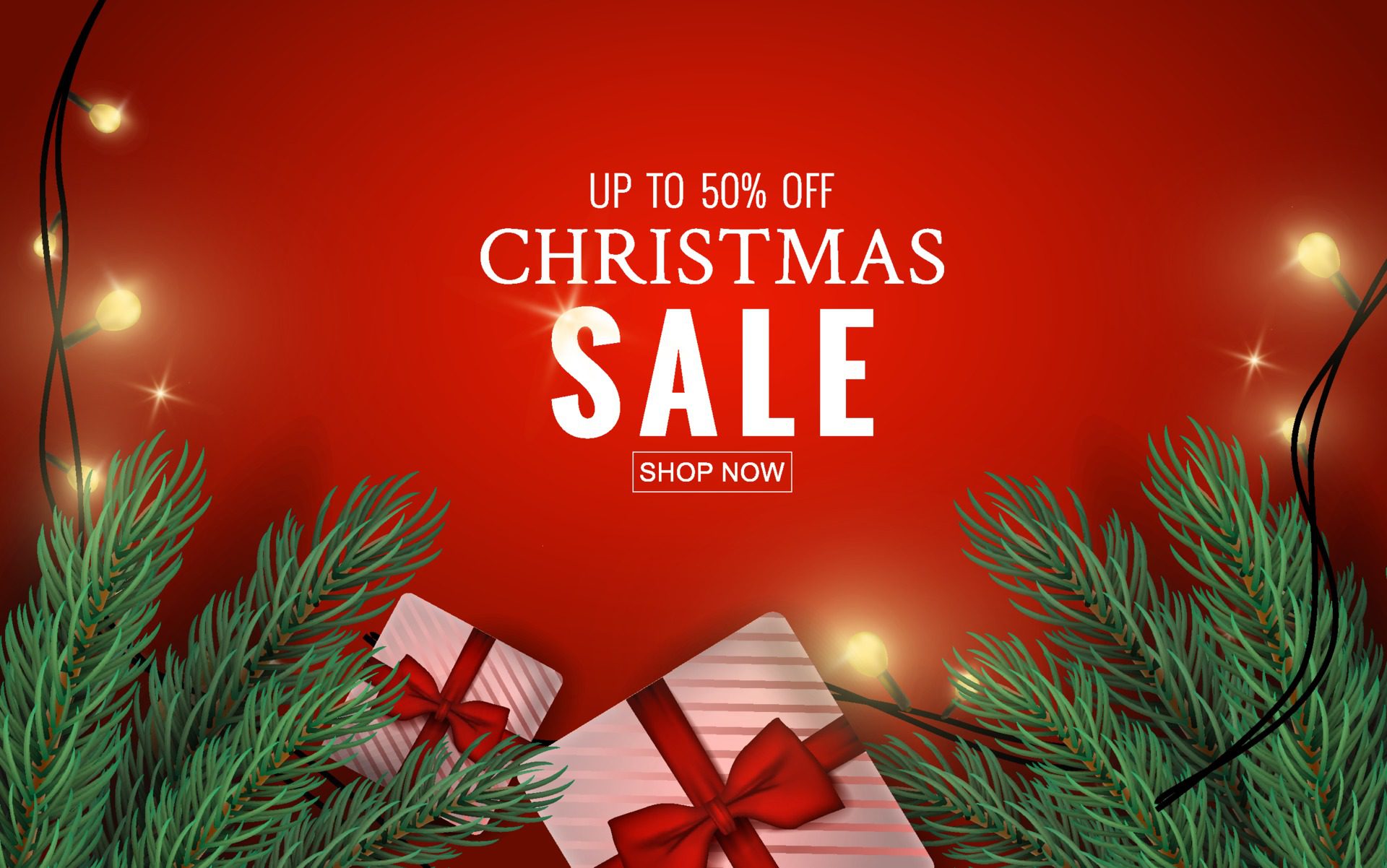 Merry Christmas sale banner Free Vector