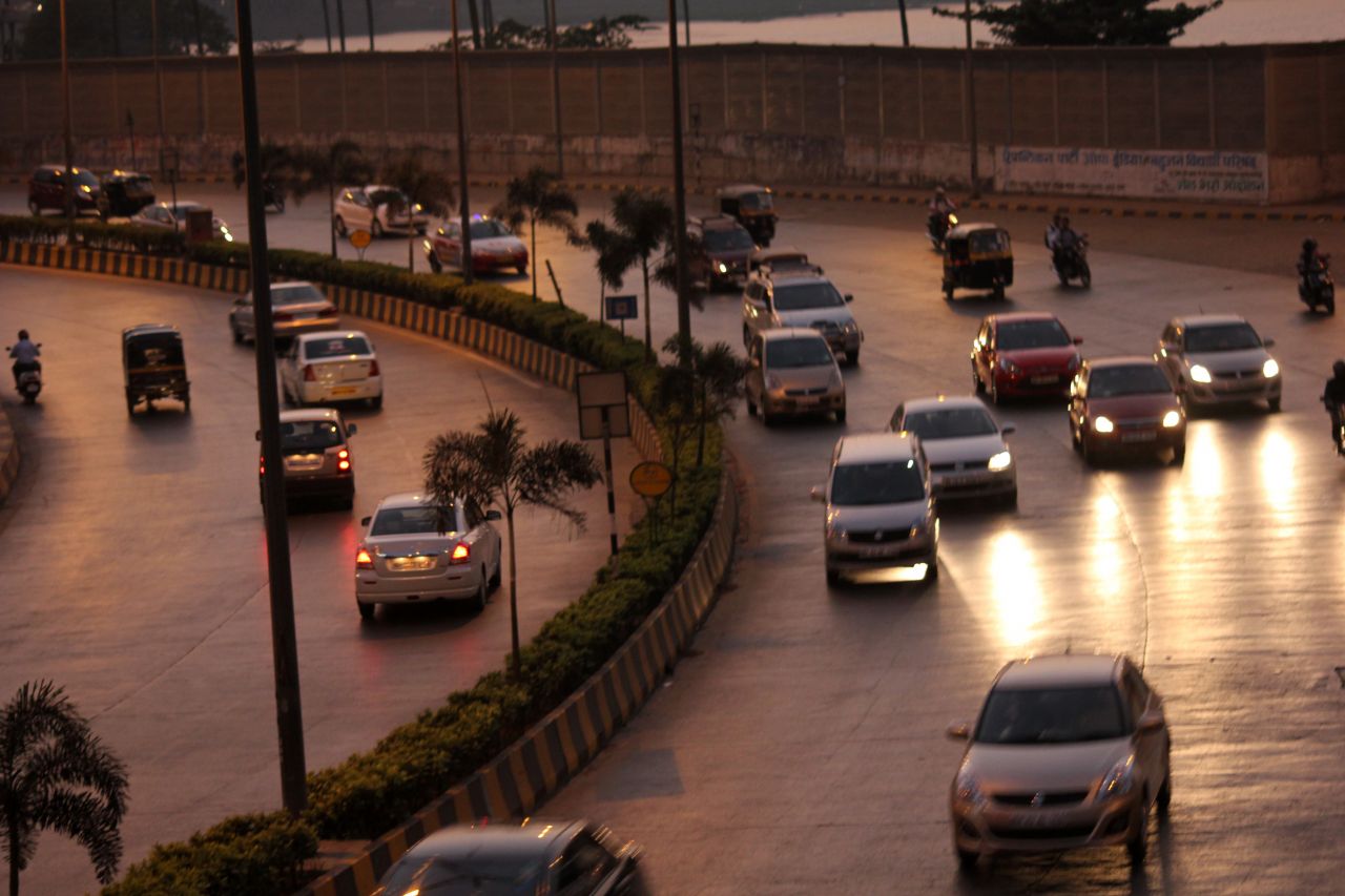 India Road Evening Traffic Stock Free