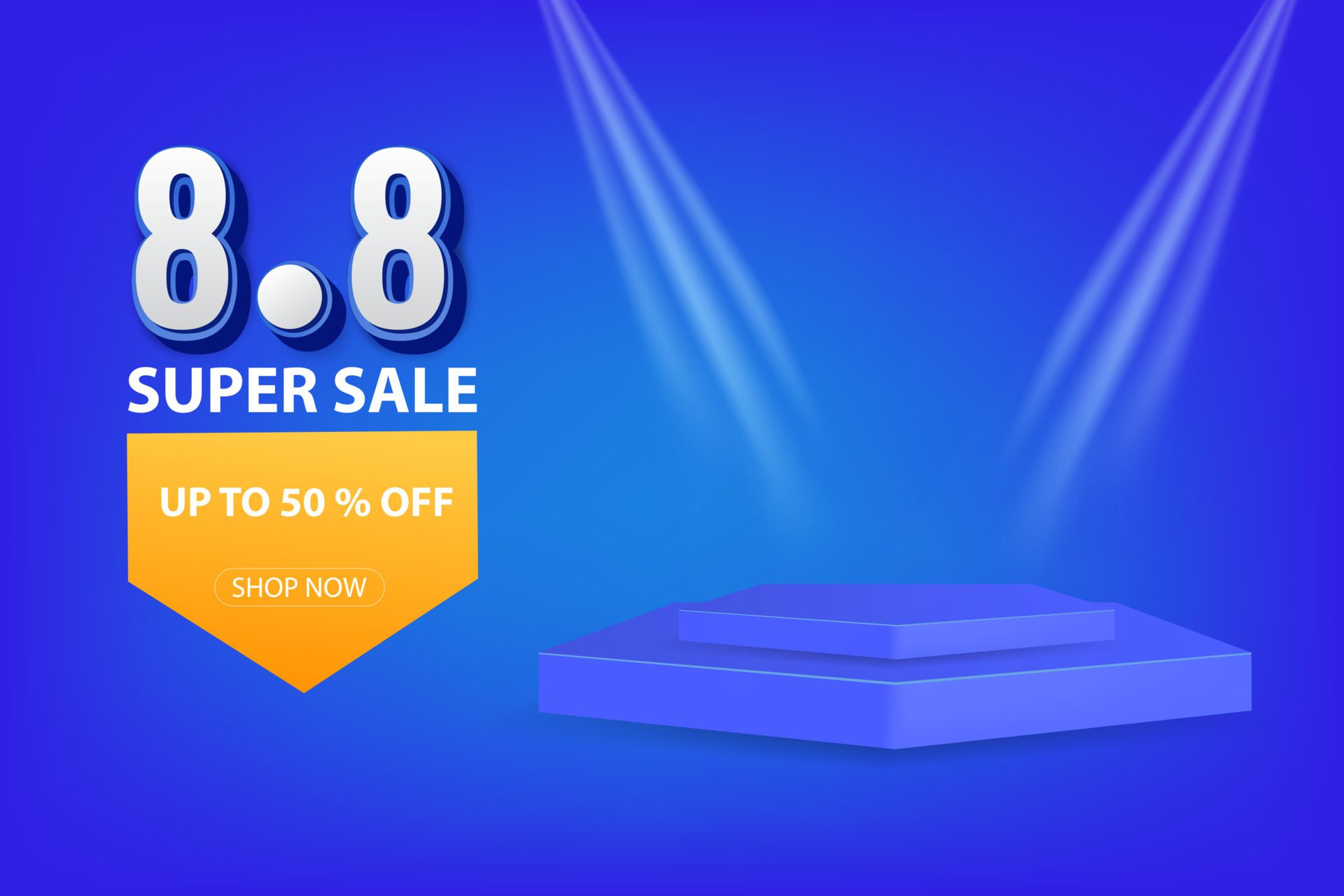 88 shopping day banner with product stage Vector Free Vector