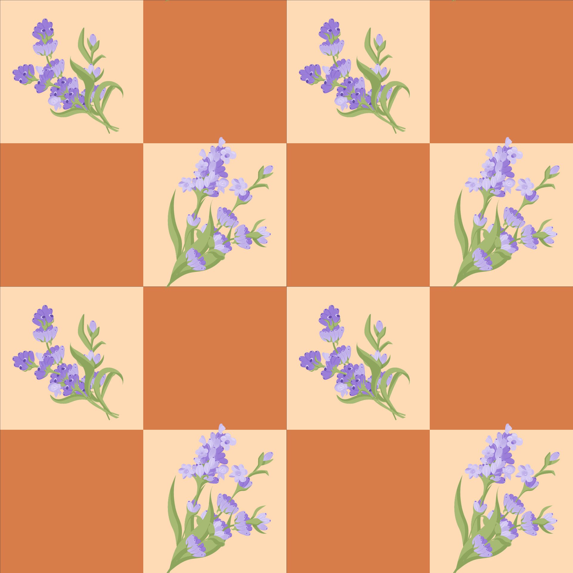 A sprig of lavender. Purple flower. Seamless pattern. illustration. Free Vector