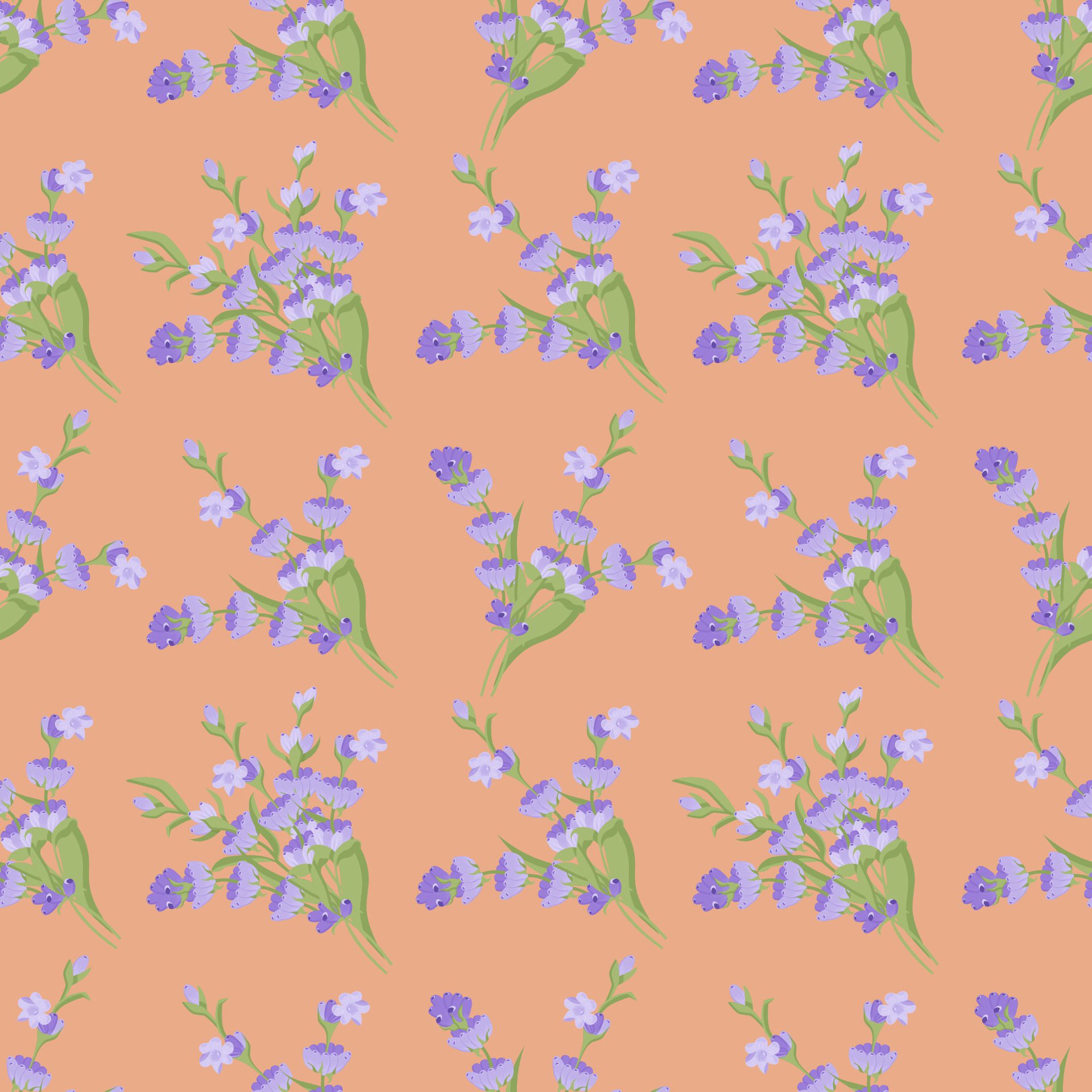 A sprig of lavender. Purple flower. Seamless pattern. illustration. Free Vector