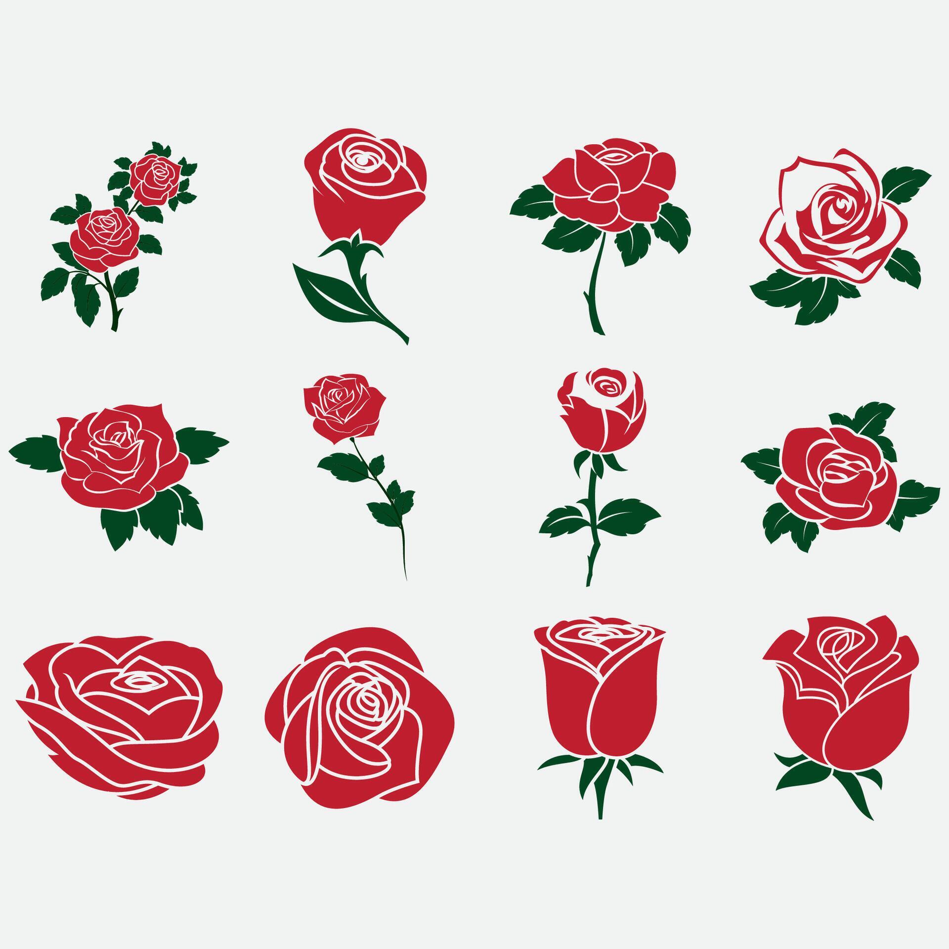 collection of rose flower logos Stock Free