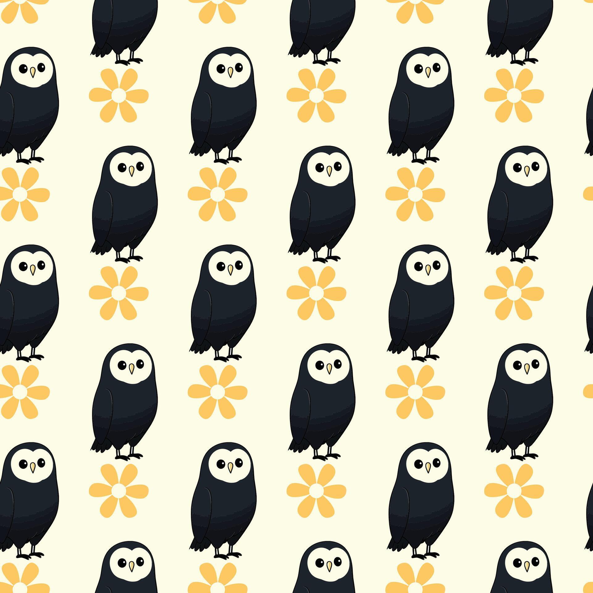 Flower-Owls Seamless Pattern Design Stock Free