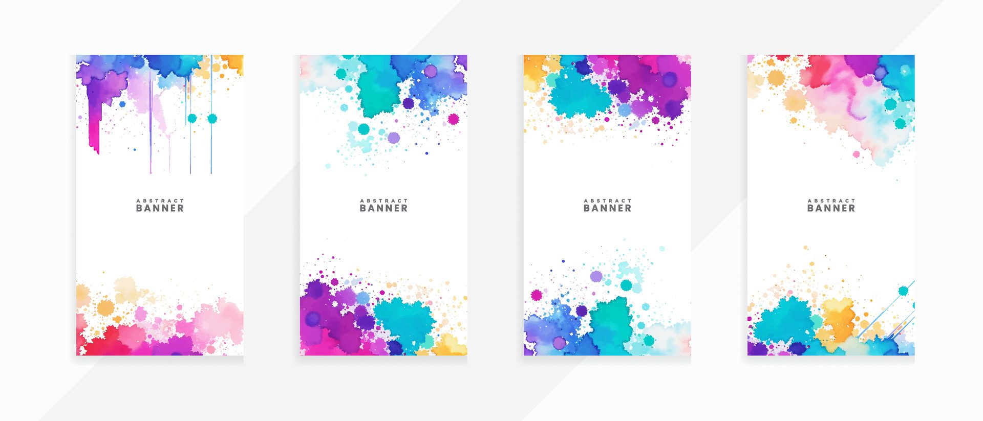 Abstract Colorful watercolor splash and stains with isolated scarlet spot texture banners set Free Vector