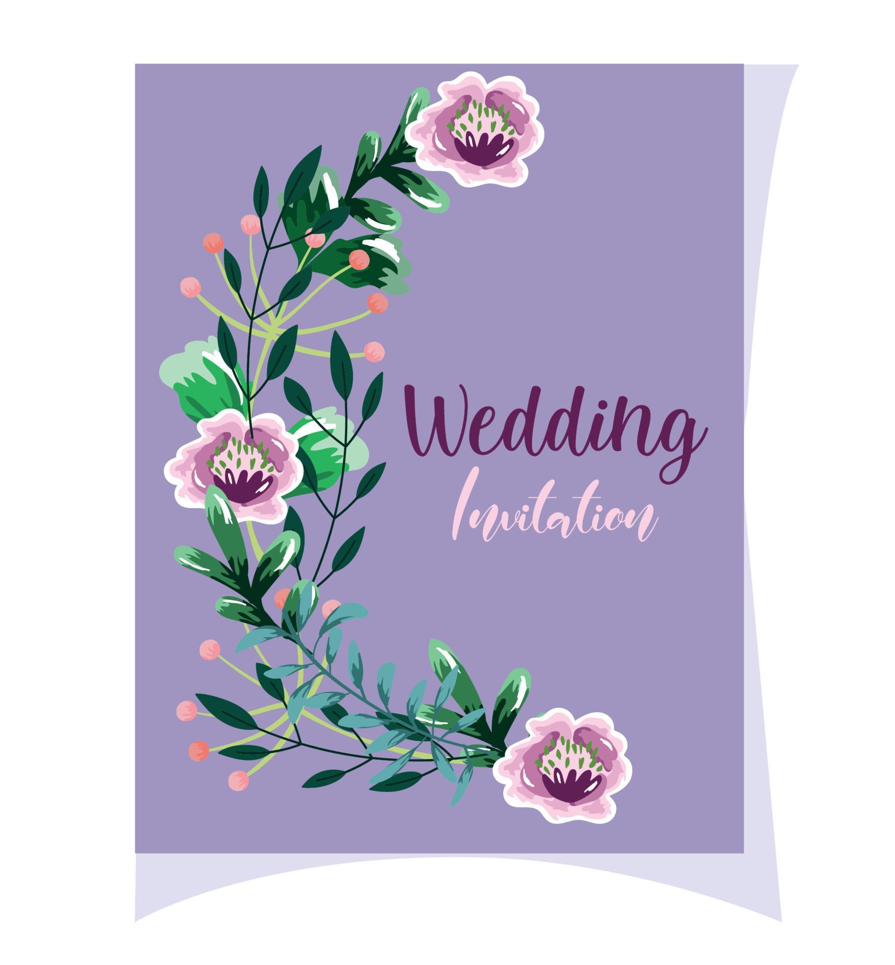 wedding ornament floral decorative purple flower greeting card or invitation Stock Free