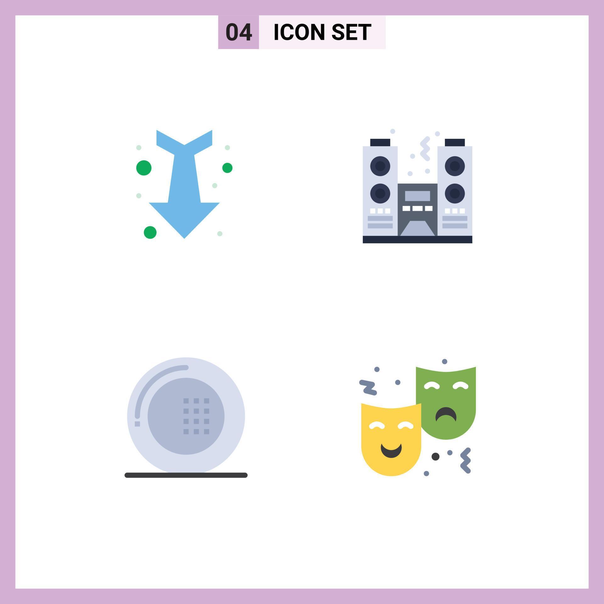 Pack of 4 Modern Flat Icons Signs and Symbols for Web Print Media such as arrow drinks straight party meal Editable Vector Design Elements Stock Free