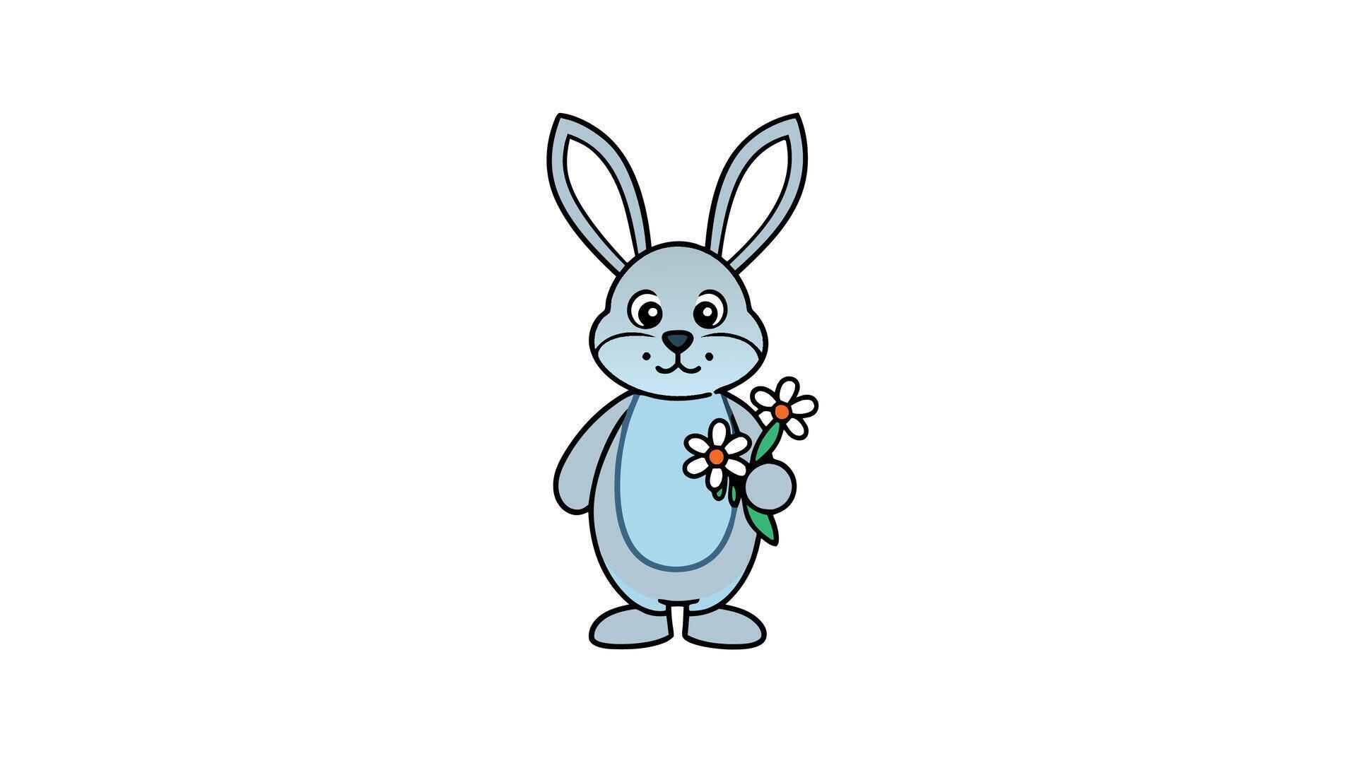 Easter Rabbit Holding Flower Charming Vector Illustration for Festive Designs Stock Free