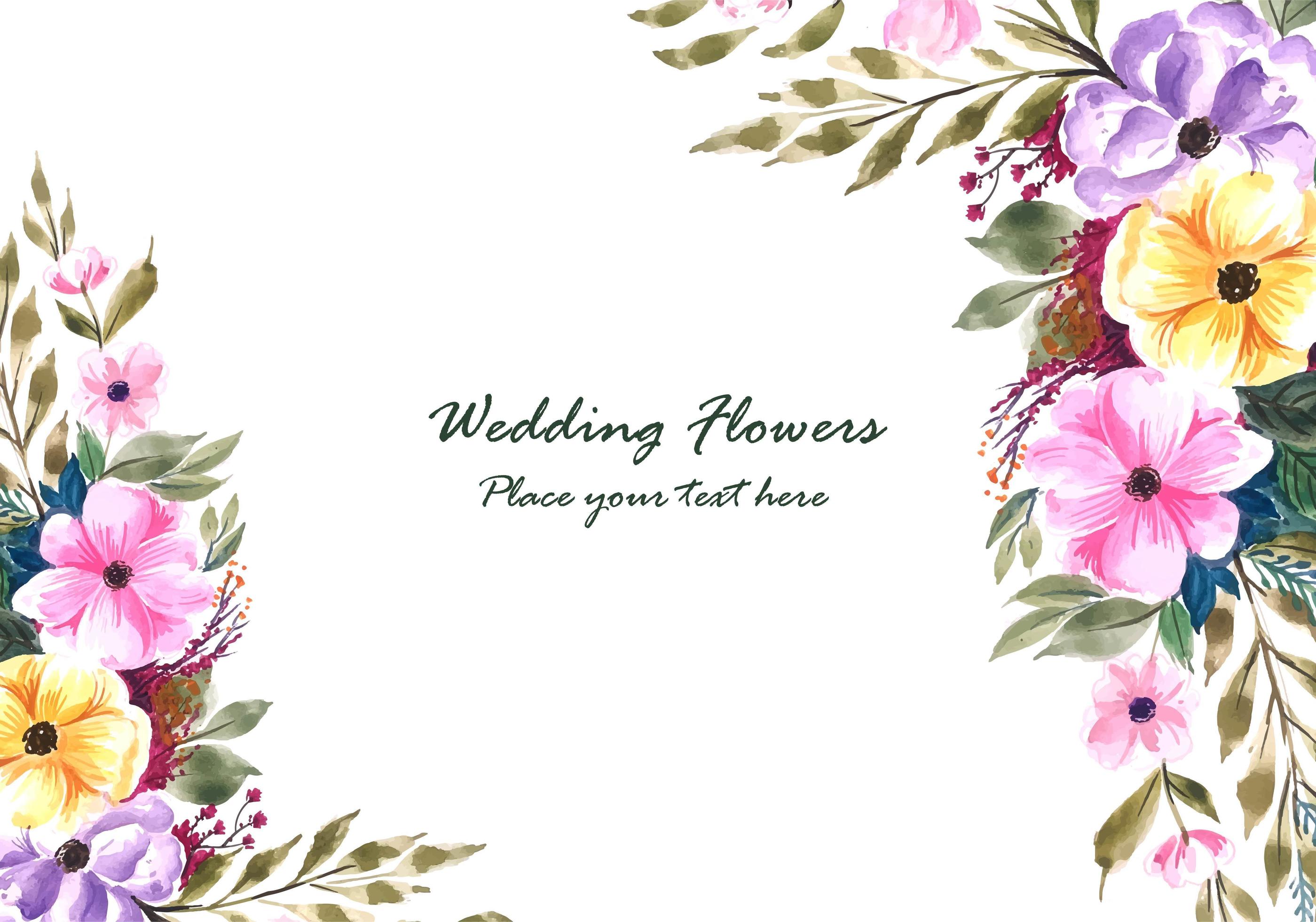 Wedding decorative flowers frame with invitation card background Stock Free