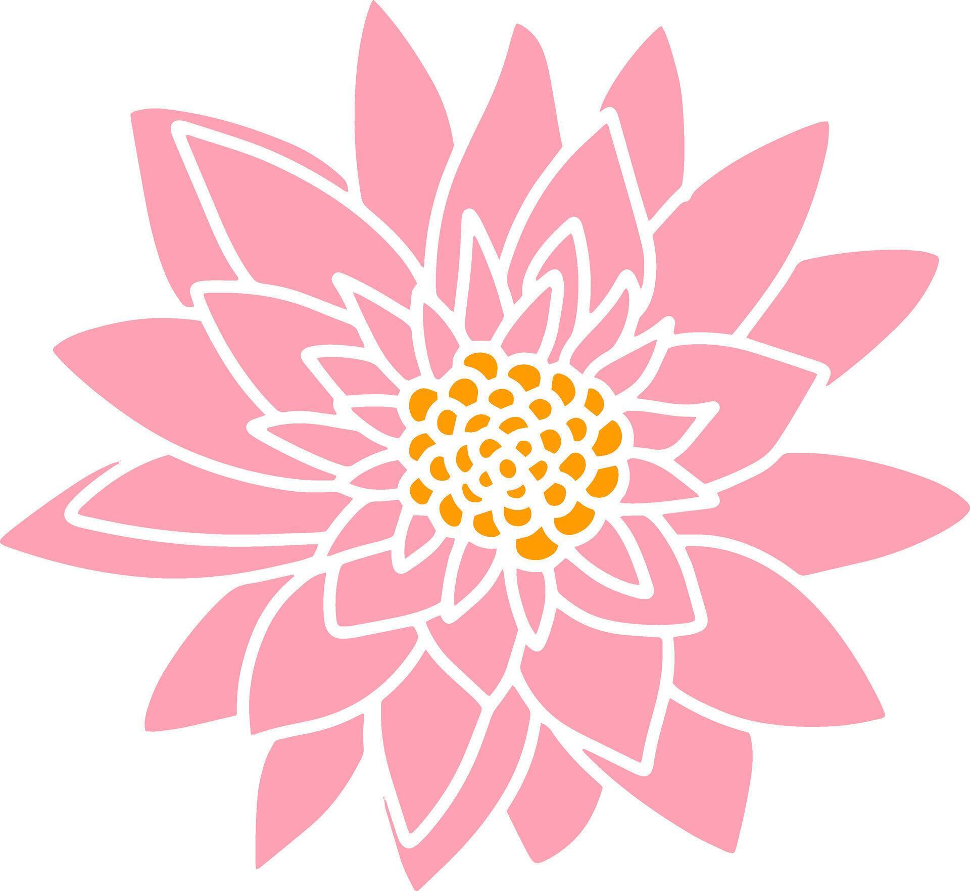 Stencil lotus rose flower clipart Hand drawn cartoon nature Stock Free