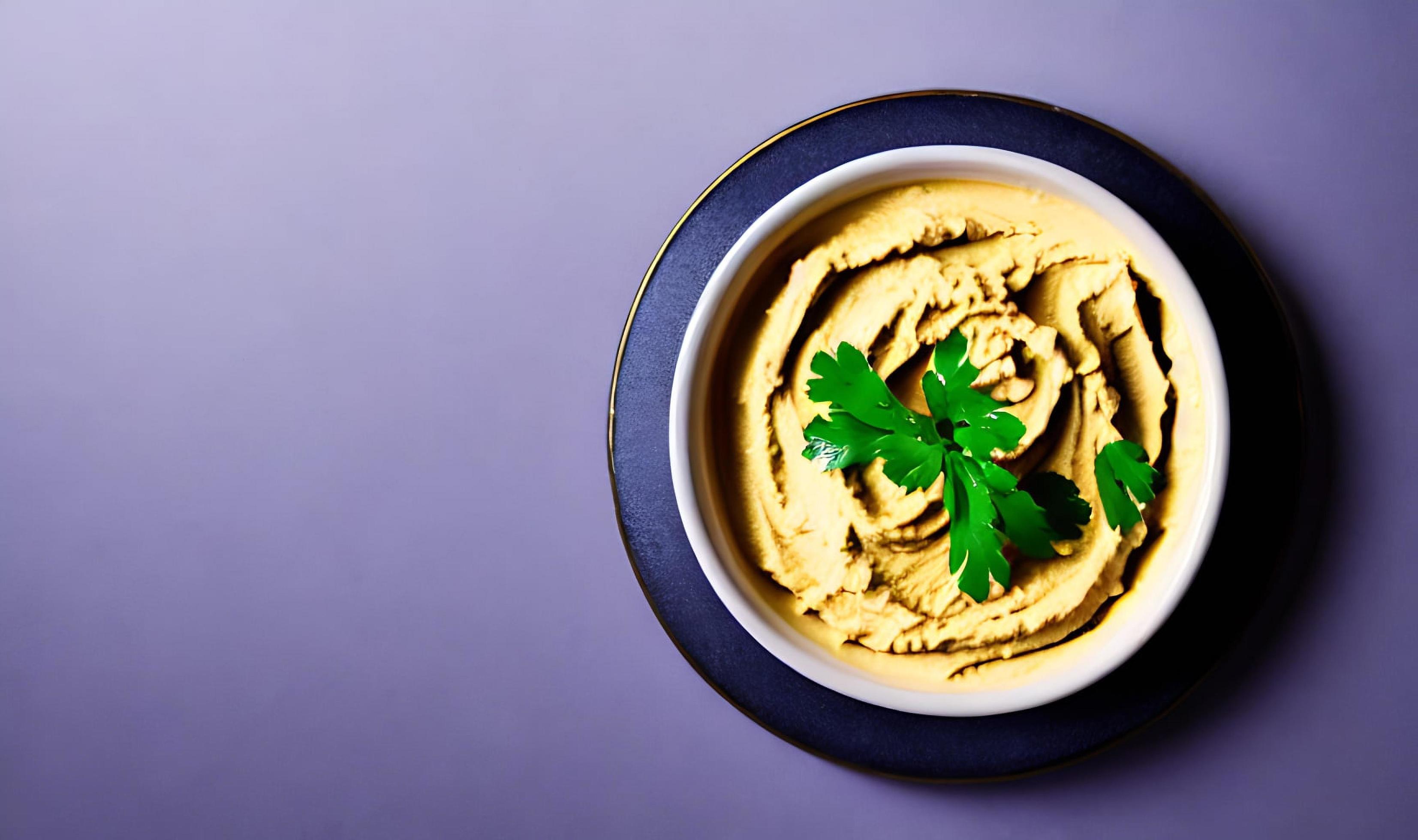 Healthy food. Traditional freshly made organic hummus. Stock Free