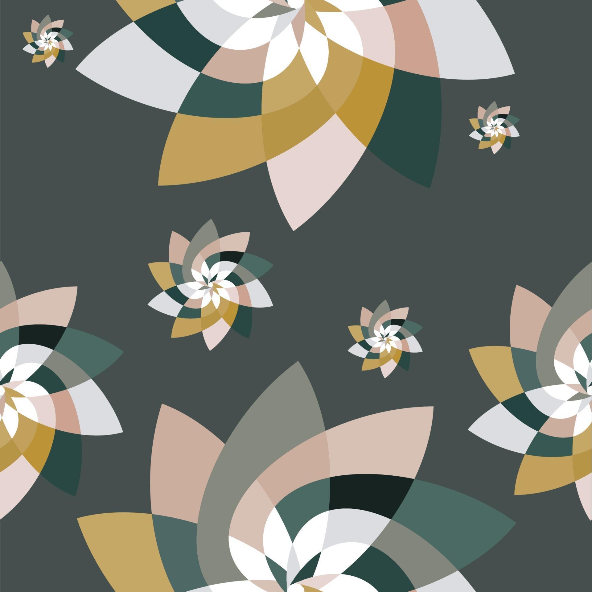 Graphic Flower Scatter Pattern Background Green Gold Stock Free