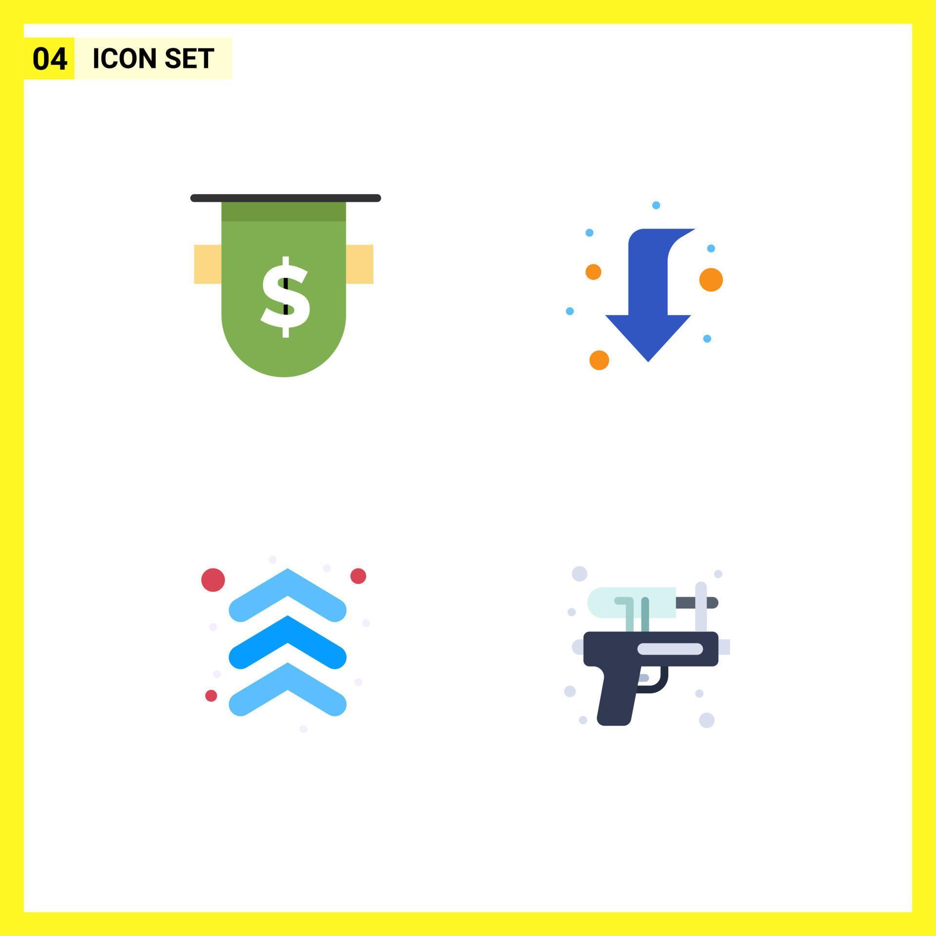 4 Universal Flat Icons Set for Web and Mobile Applications badges arrow dollar down up Editable Vector Design Elements Stock Free