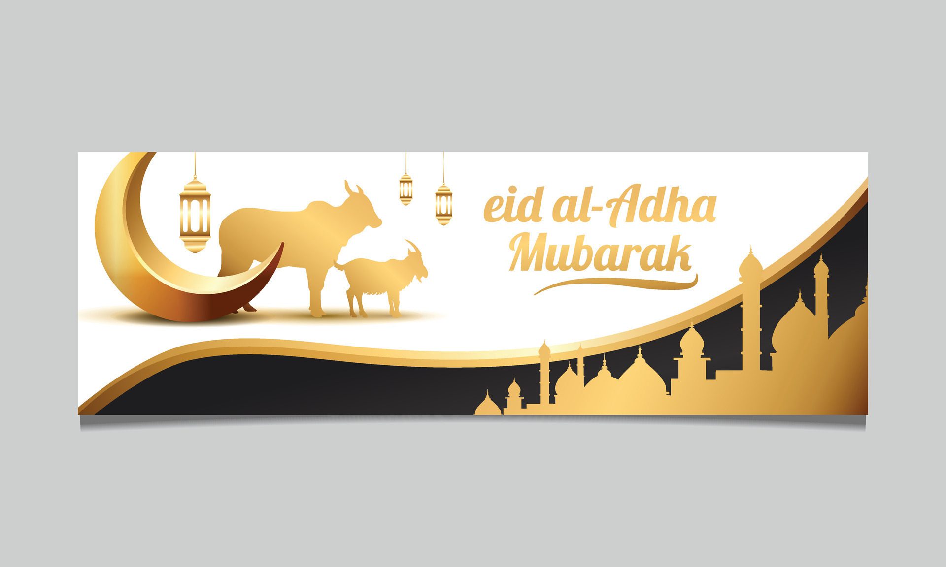 Eid al Adha Islamic celebration luxury banner template Free Vector