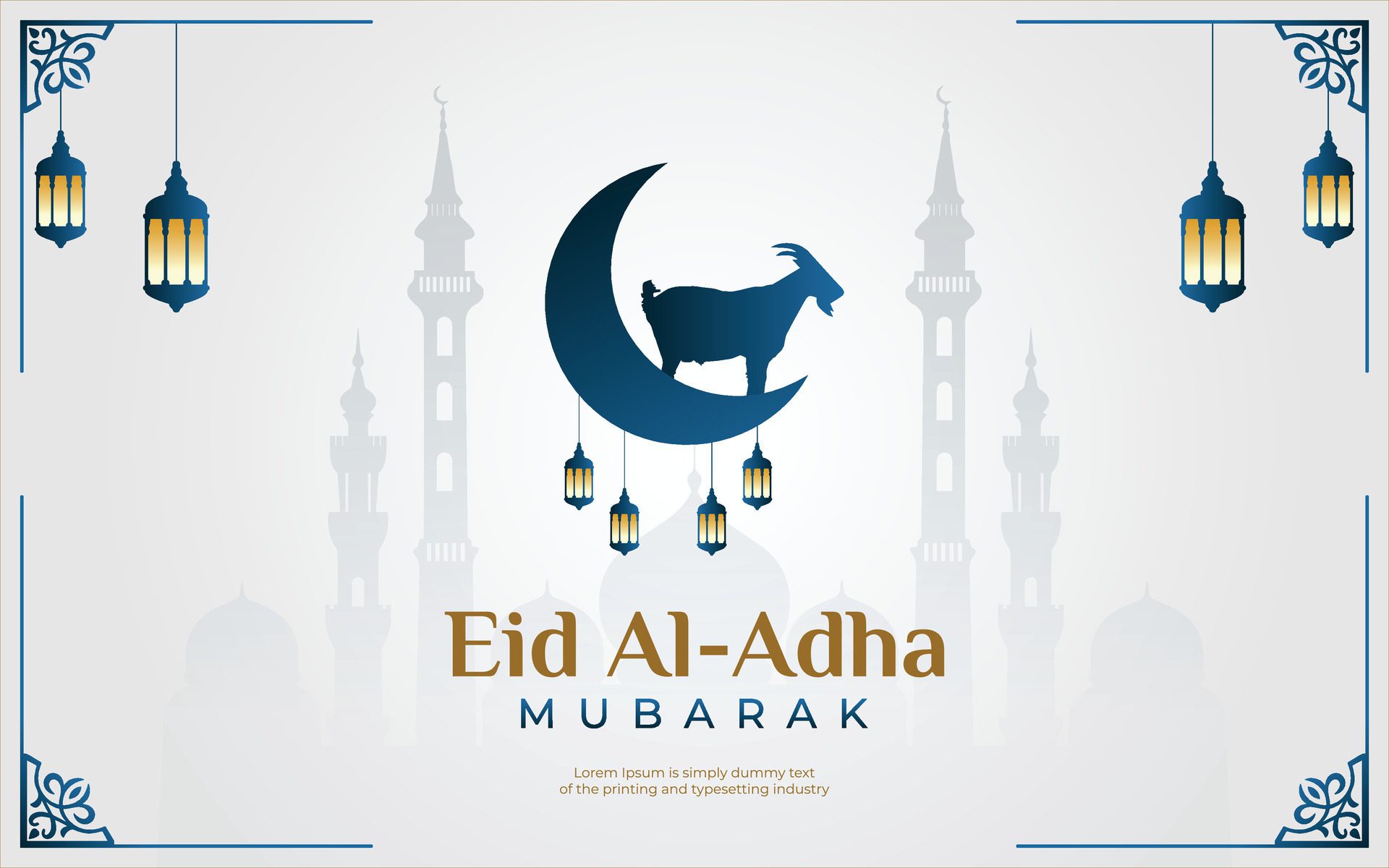 Illustration of Eid Al Adha Islamic and Arabic Background Banner Design Free Vector