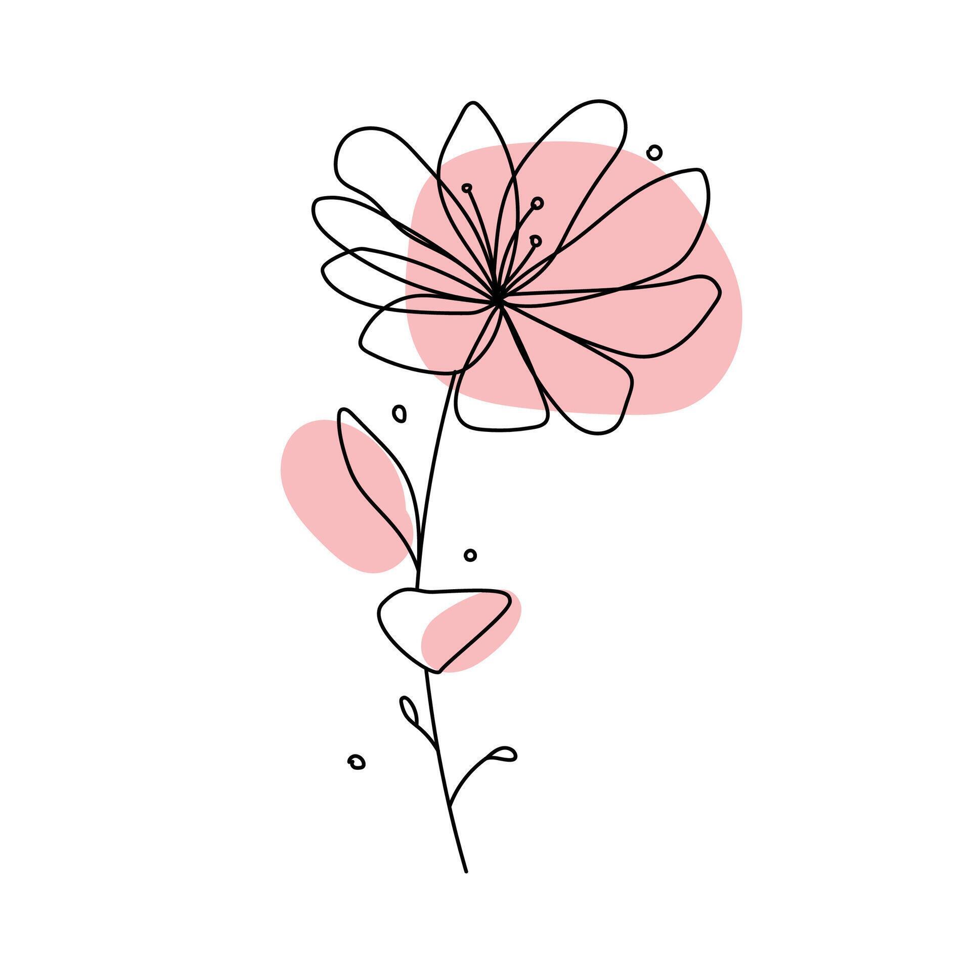 Hand drawn flat design simple flower outline Stock Free