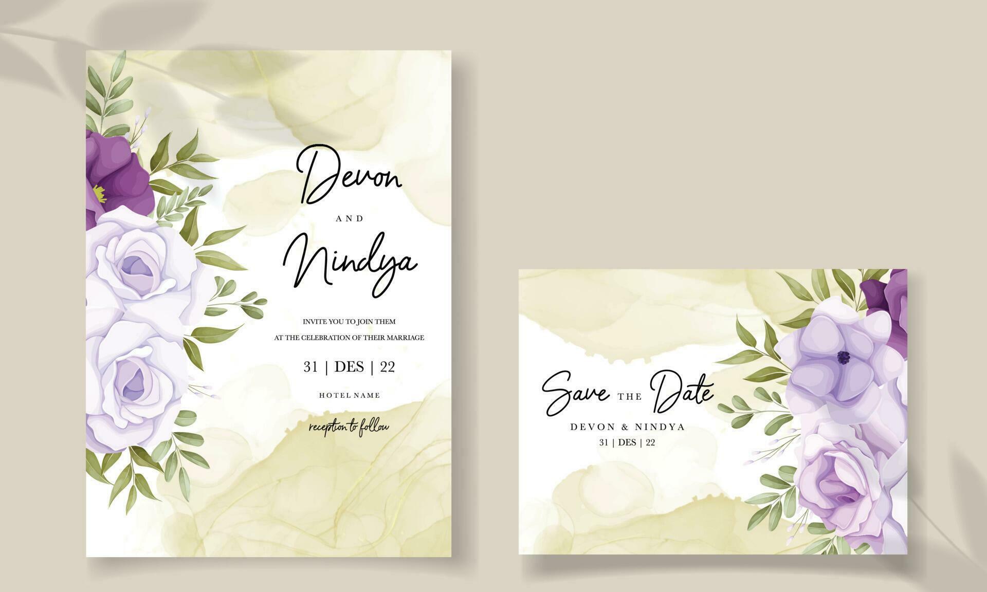 Elegant wedding invitation card with soft flower Stock Free