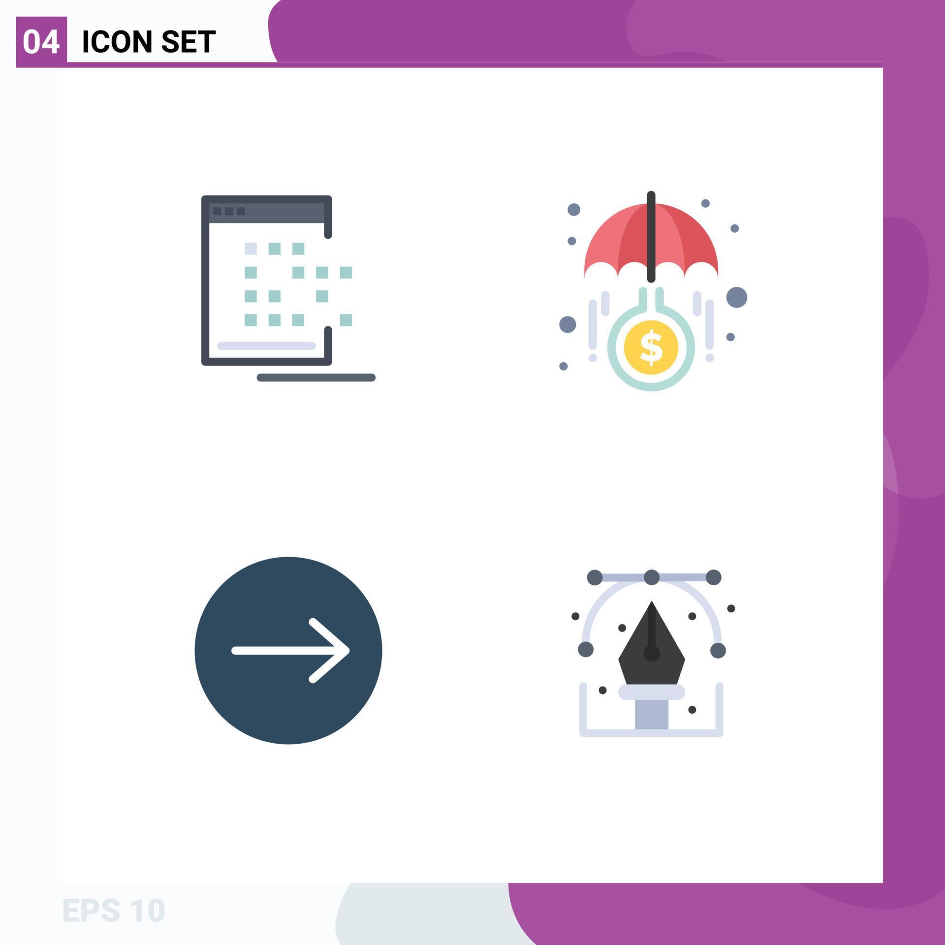 Group of 4 Flat Icons Signs and Symbols for mobile arrows dot growth right Editable Vector Design Elements Stock Free