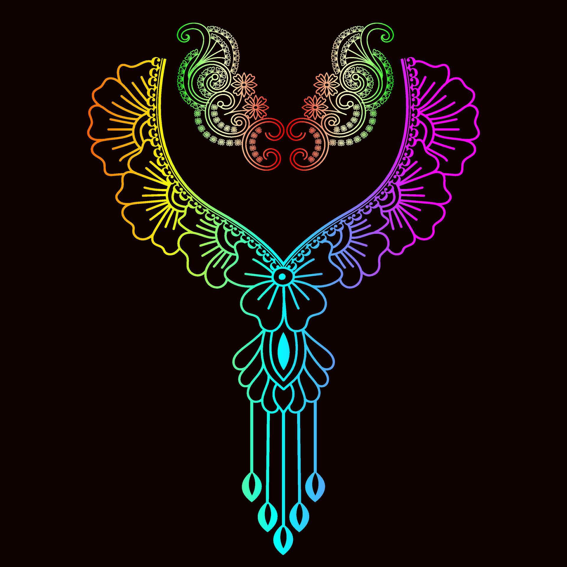 Rainbow color line art floral vector illustration, colorful vintage decorative vector template, rainbow color flower ornaments. Stock Free and Free SVG
