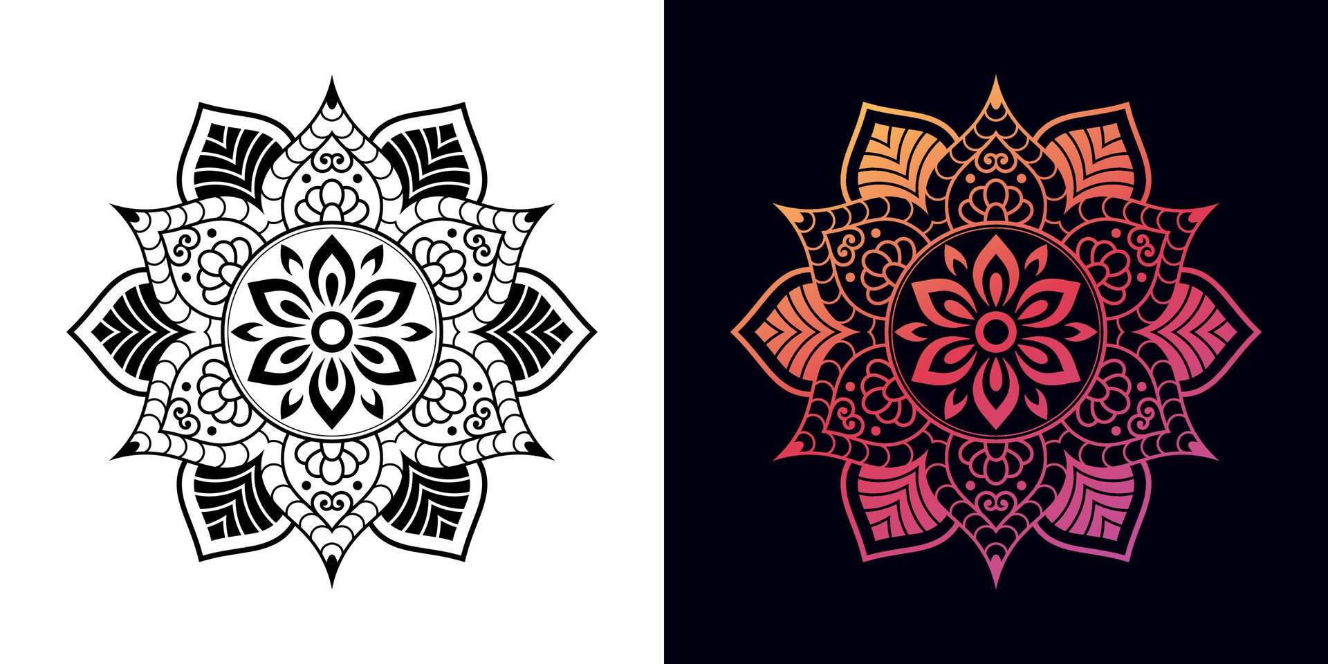 mandala isolated on white background. gradient mandala with floral patterns Free Vector