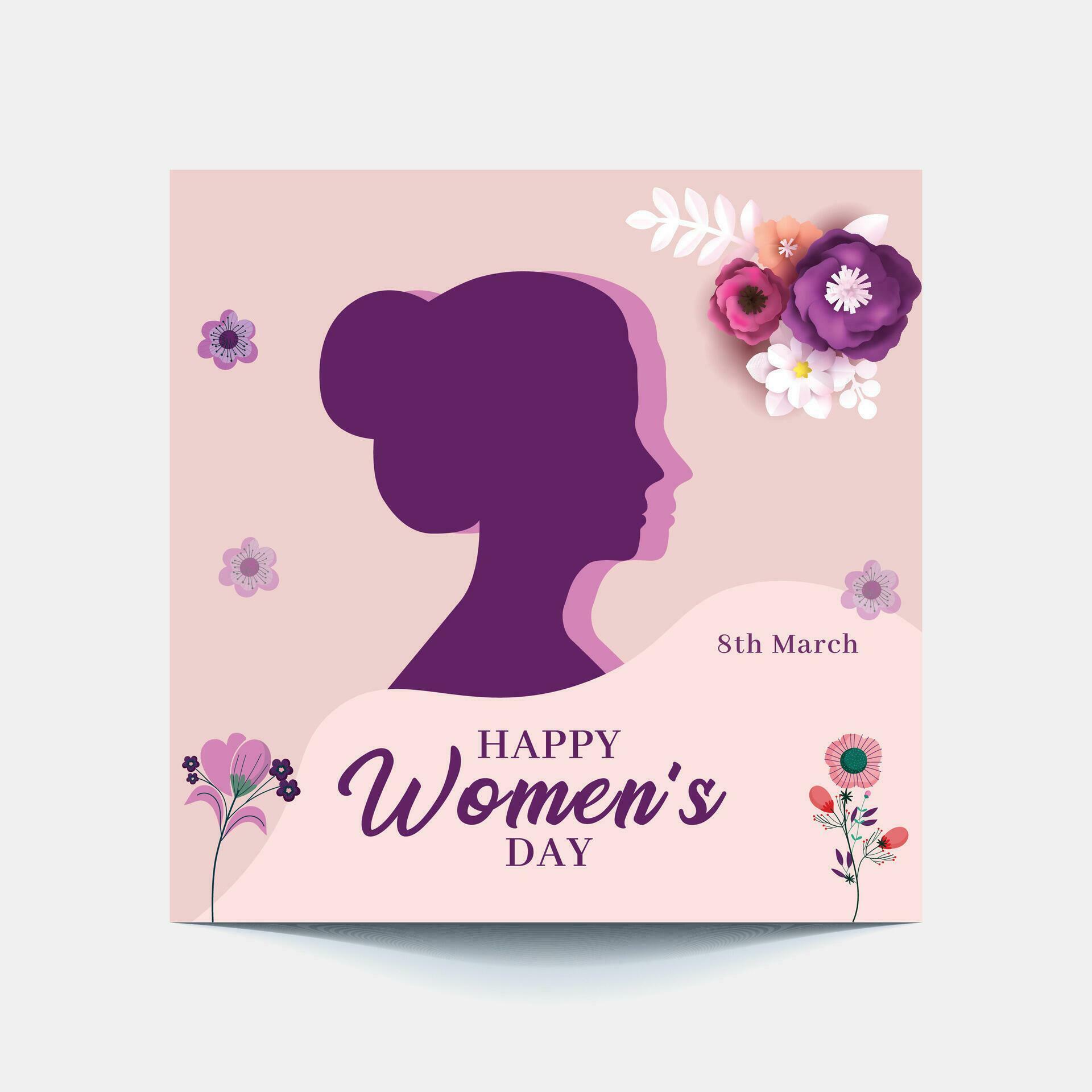 International Women’s Day 8 march with frame of flower and Paper art style. Stock Free