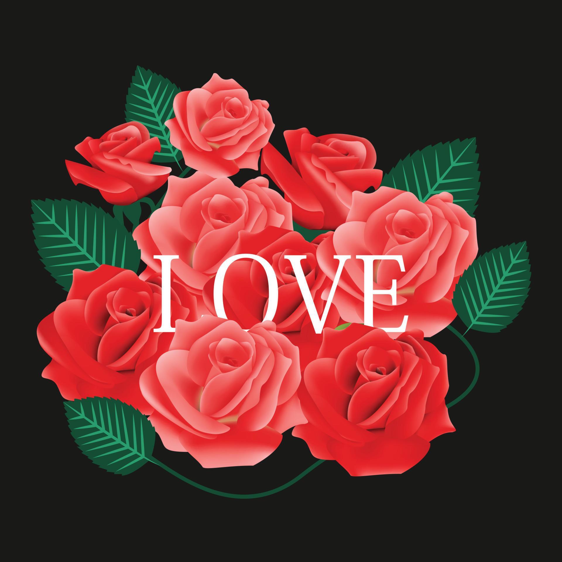 Love lettering with realistic flowers Stock Free