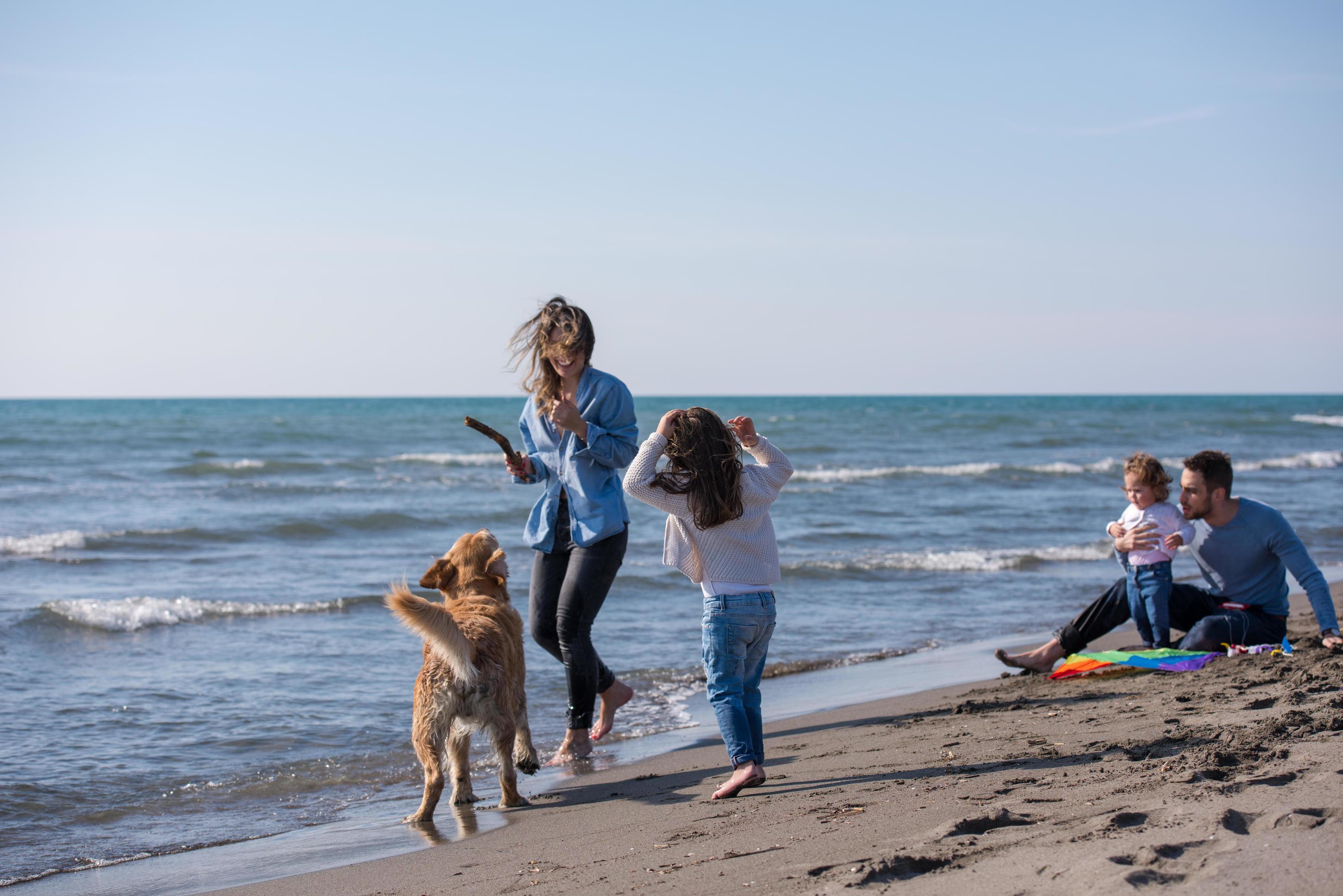 happy young family enjoying vecation during autumn day Stock Free