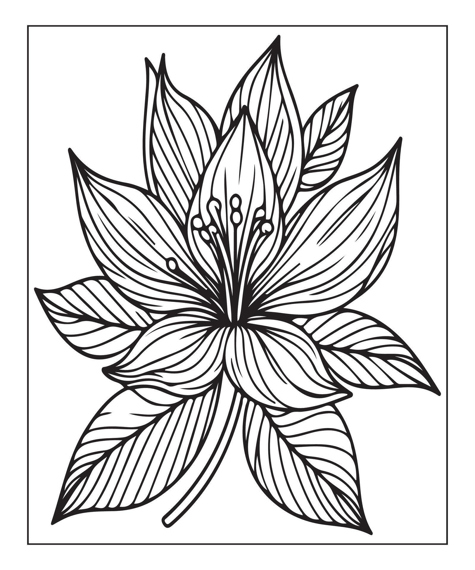 AI generated flower coloring page Stock Free