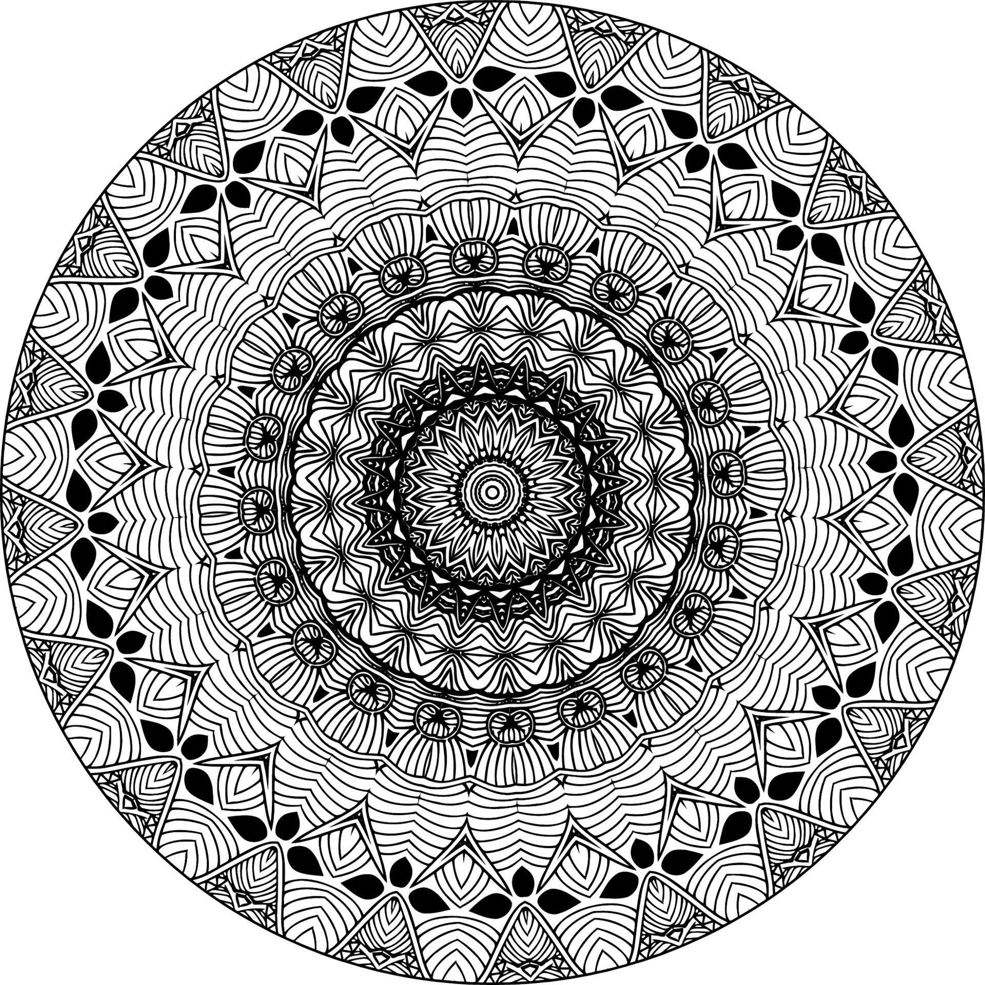 Easy mandala, simple mandalas flowers coloring page on white background. Stock Free