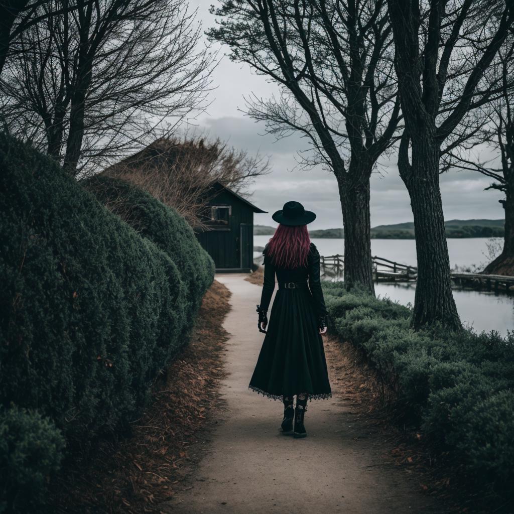 Goth girl walking away by @ai_generated