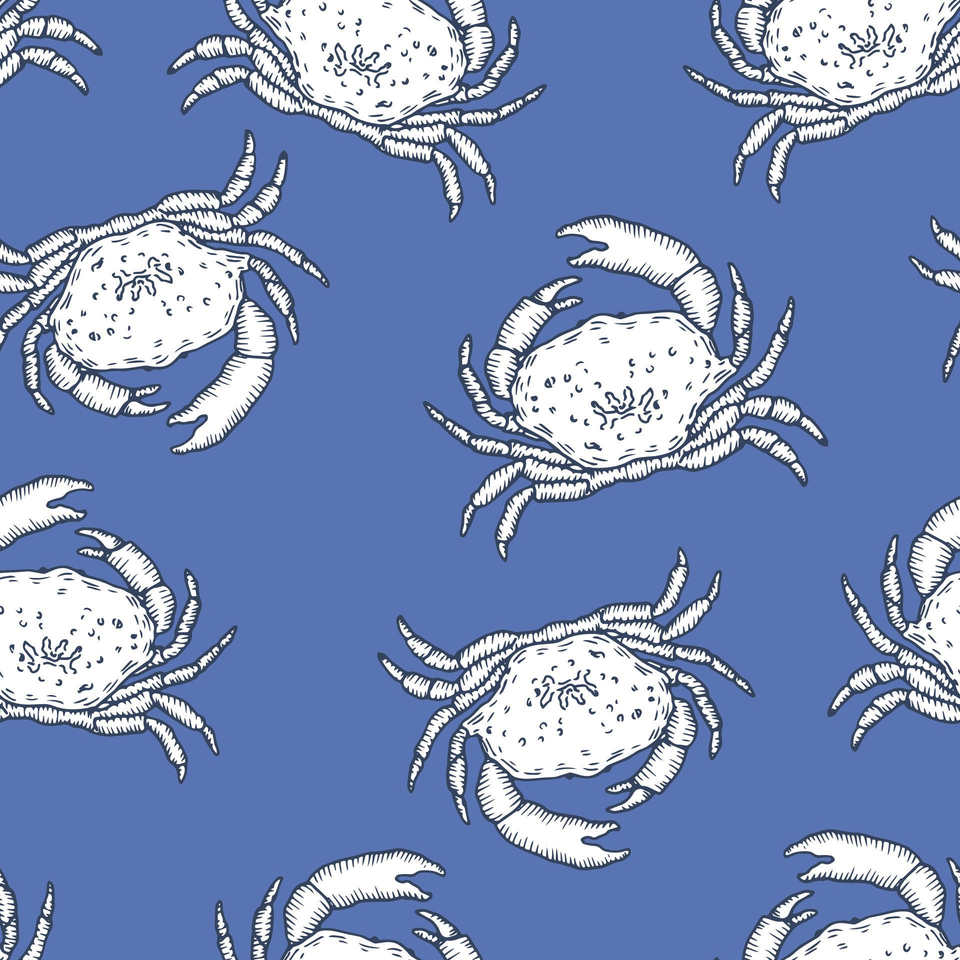 Underwater seamless pattern with cute hand drawn crab Free Vector