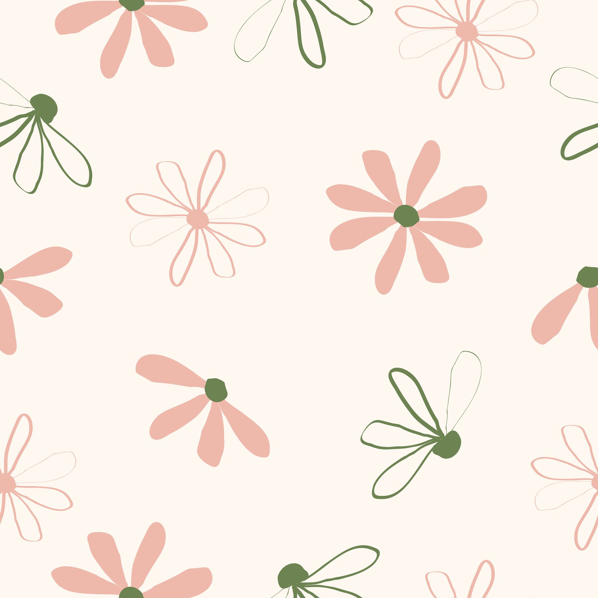 Seamless cute hand drawn floral pattern background Free Vector