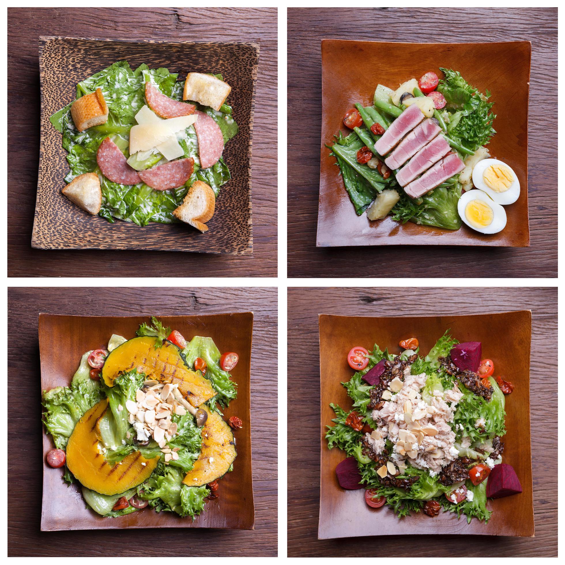 Including healthy foods salad set. Caesar salad,Tuna salad,Nicoise with tuna and vegetables Salad. Stock Free