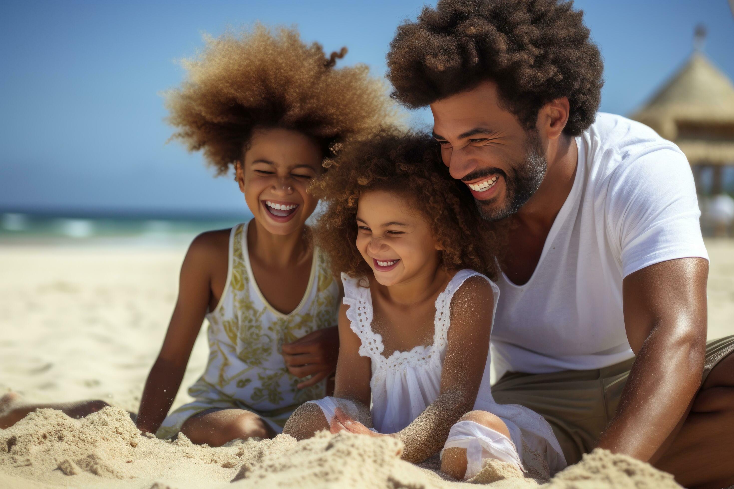 Happy family on the beach Stock Free