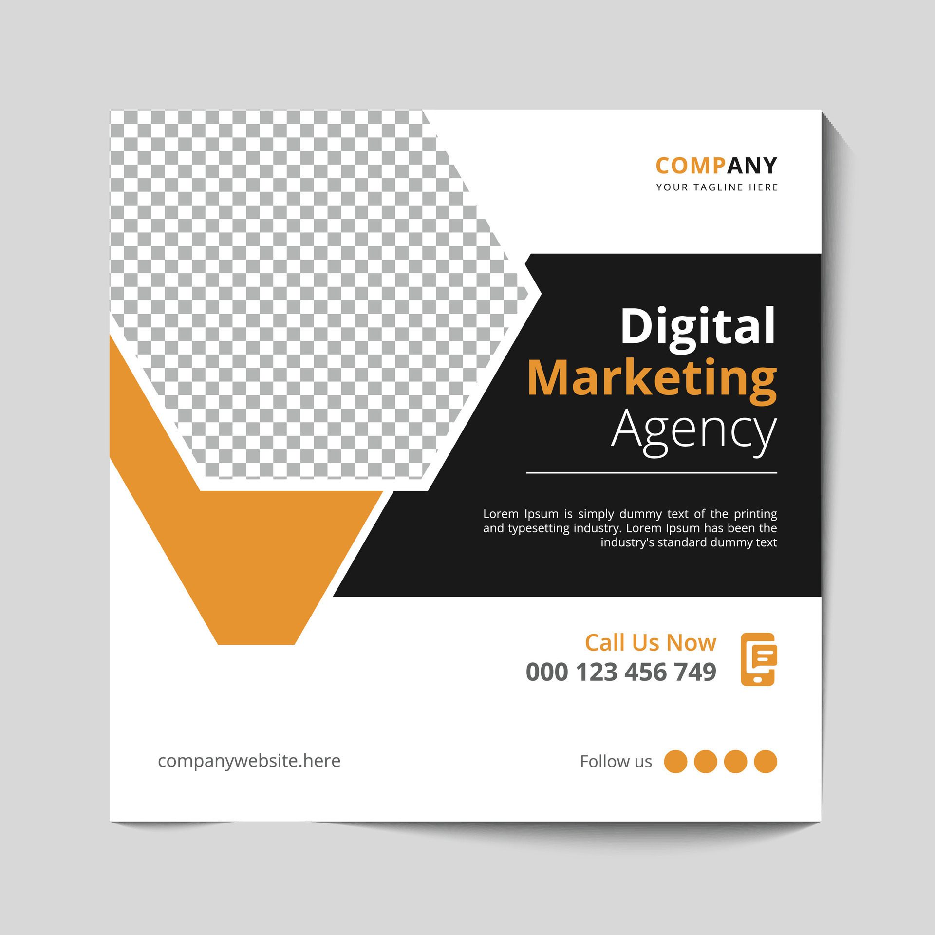 Marketing Agency Social Media Post, Digital Marketing Web Banner, Corporate Square Flyer Template banner Free Vector