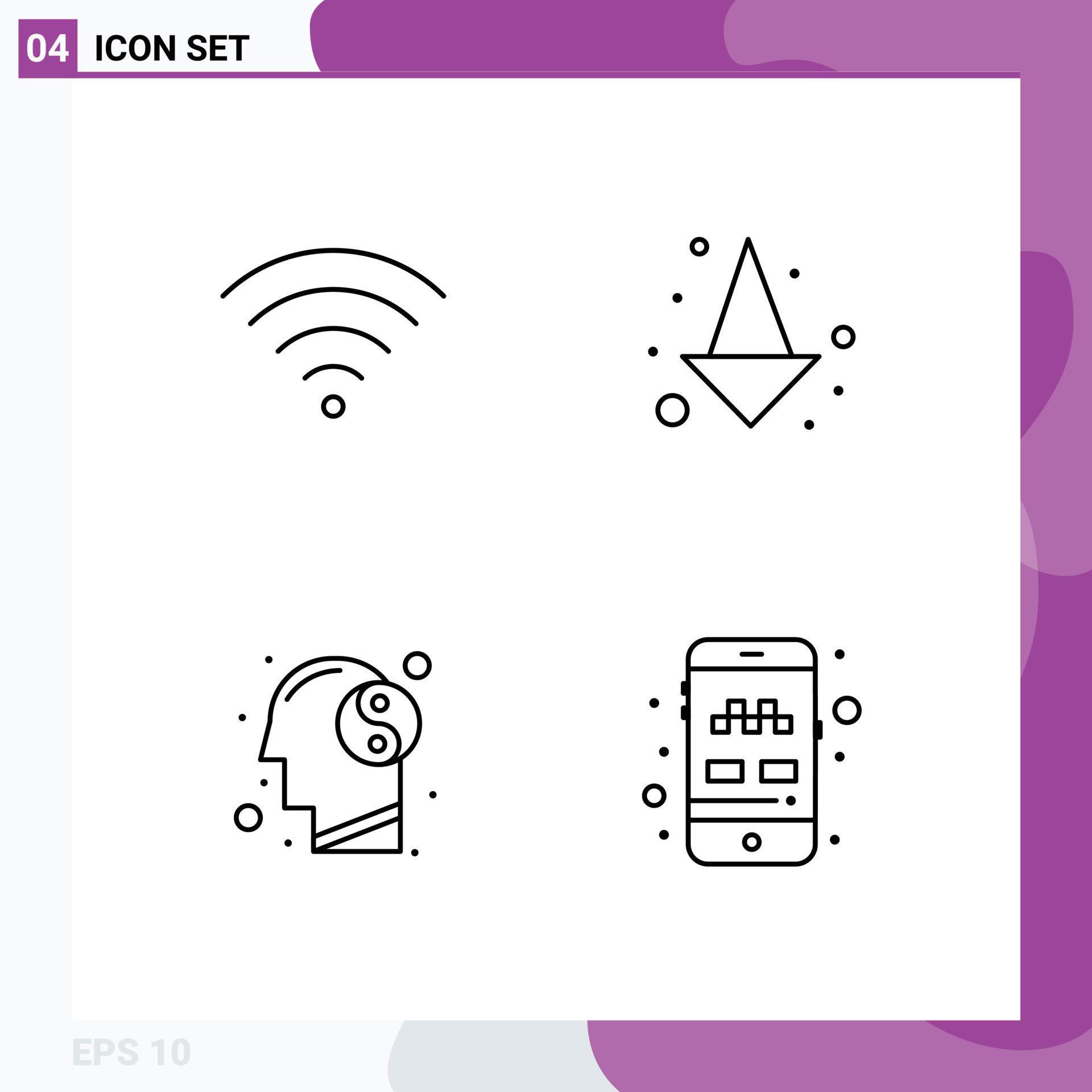 Modern Set of 4 Filledline Flat Colors and symbols such as connection mind arrow balance mobile Editable Vector Design Elements Stock Free