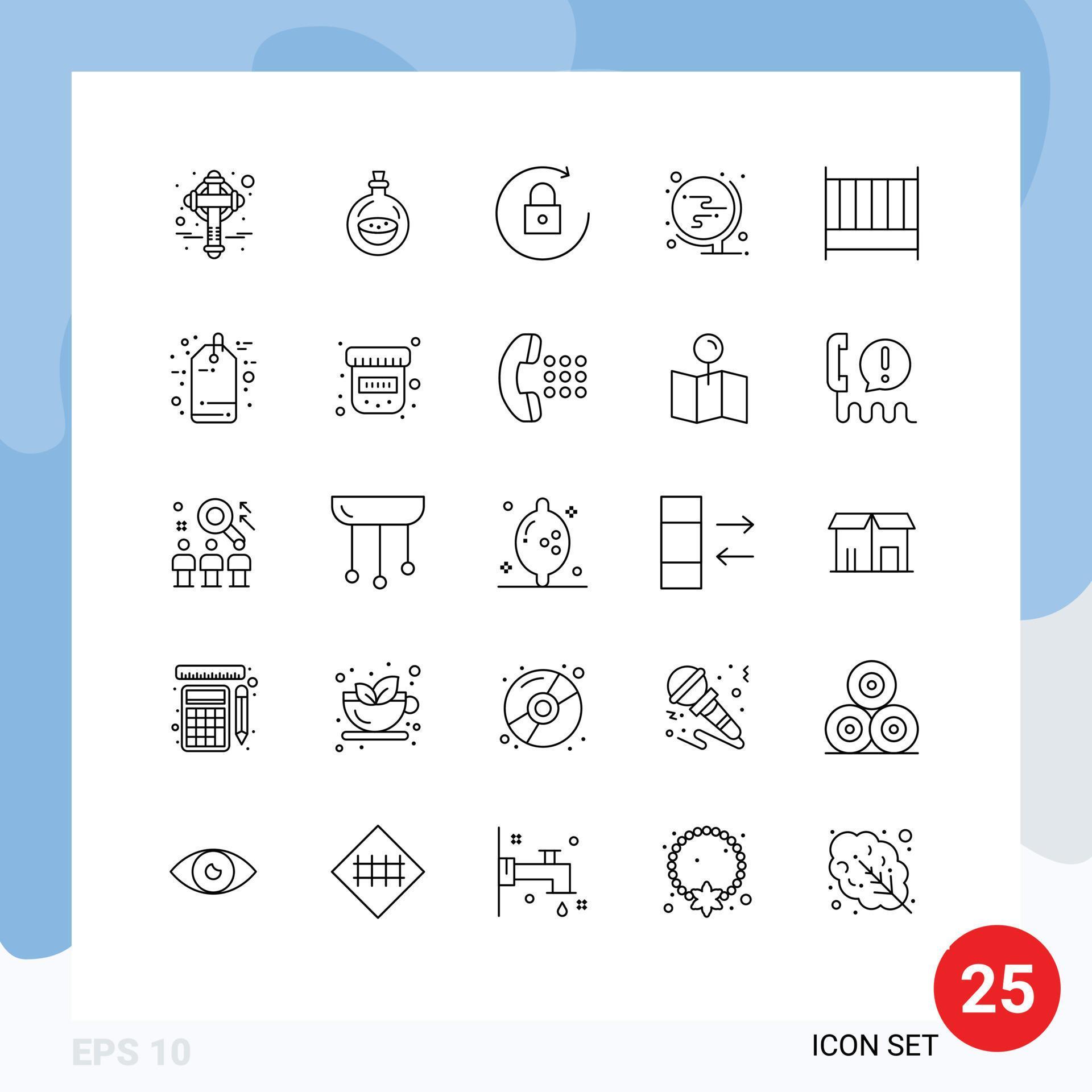 25 Universal Line Signs Symbols of furniture bed arrow office world Editable Vector Design Elements Stock Free